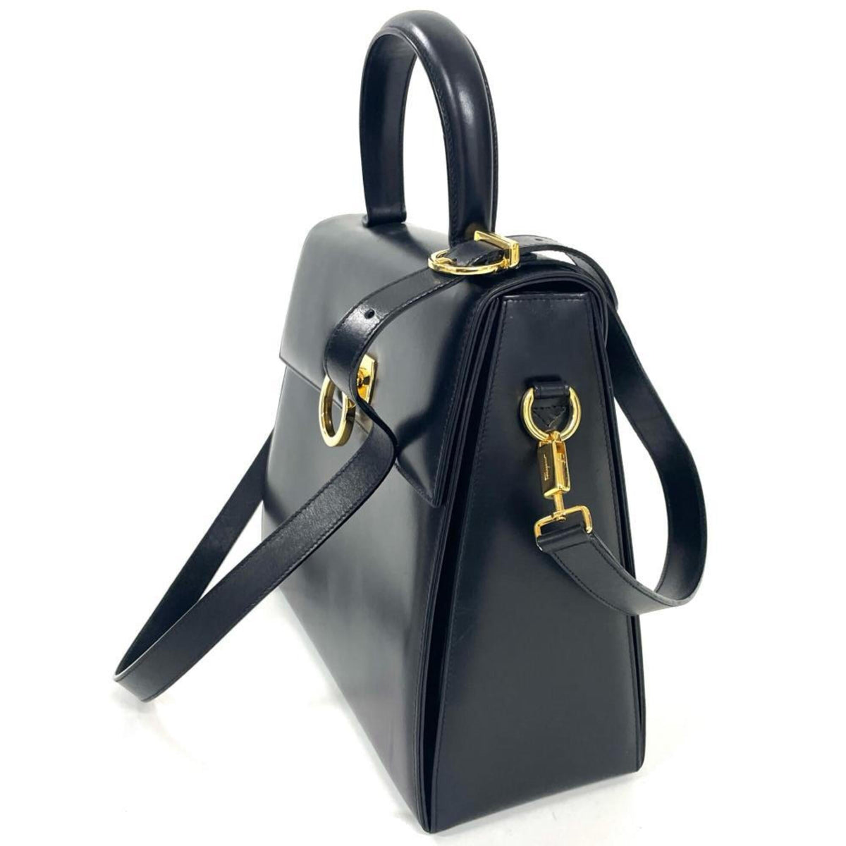 Salvatore Ferragamo Black Leather Handbag (Pre-Owned)