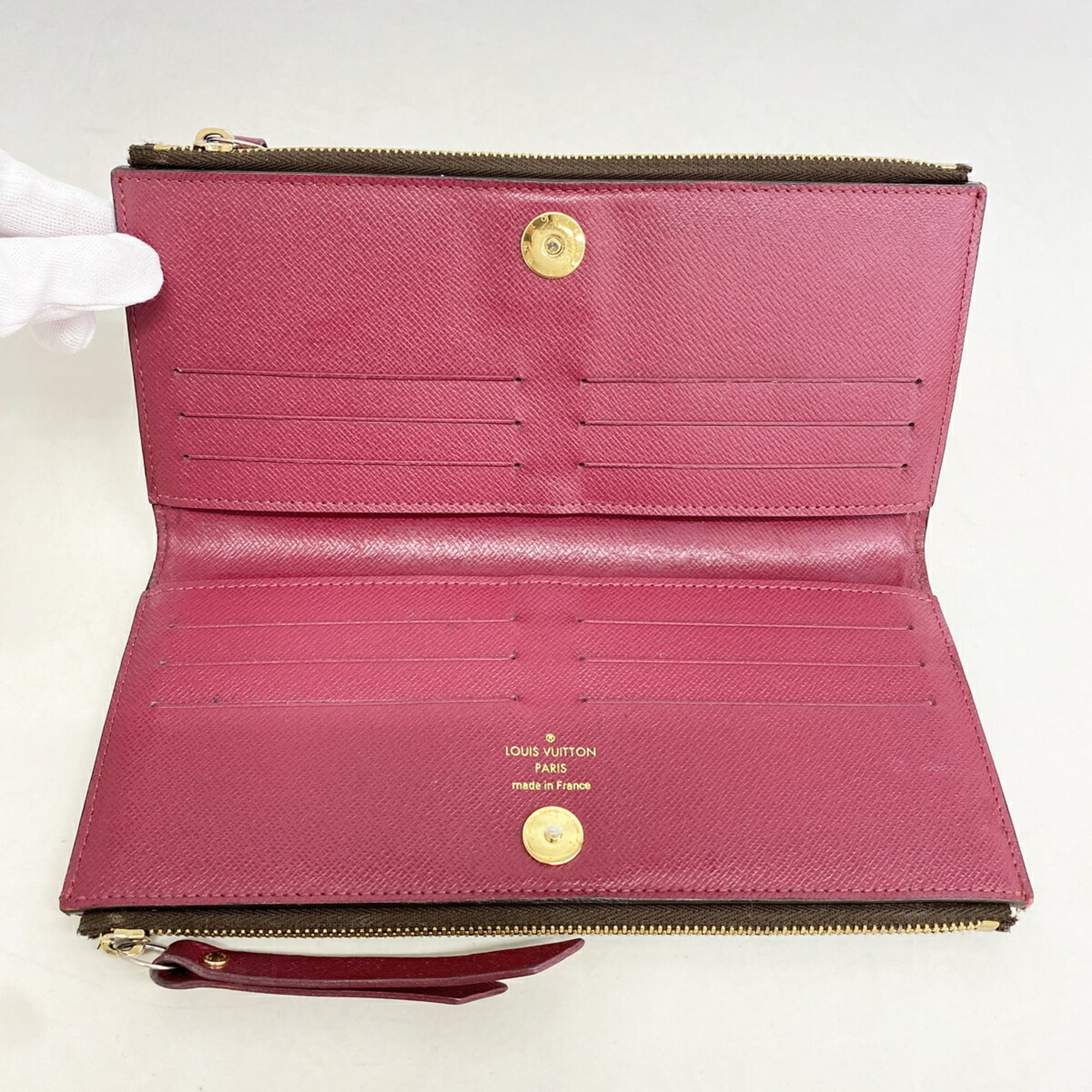 Louis Vuitton Brown Fuchsia Long Wallet (Bi-Fold) (Pre-Owned)