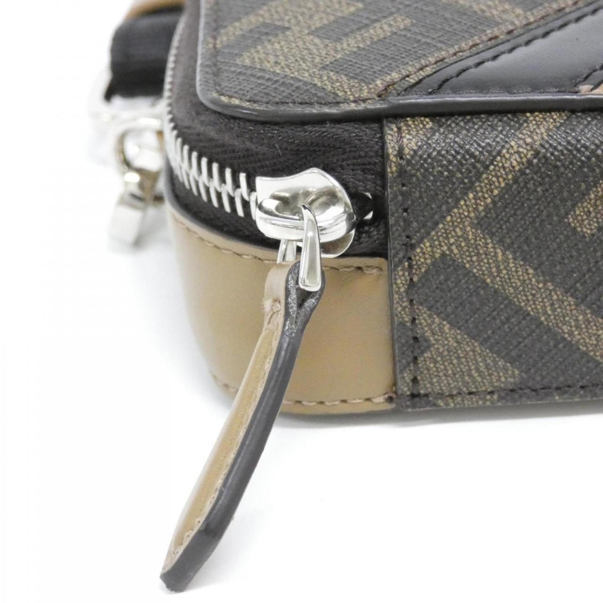 Fendi Brown Coated Canvas Leather Shoulder Bag (Pre-Owned)