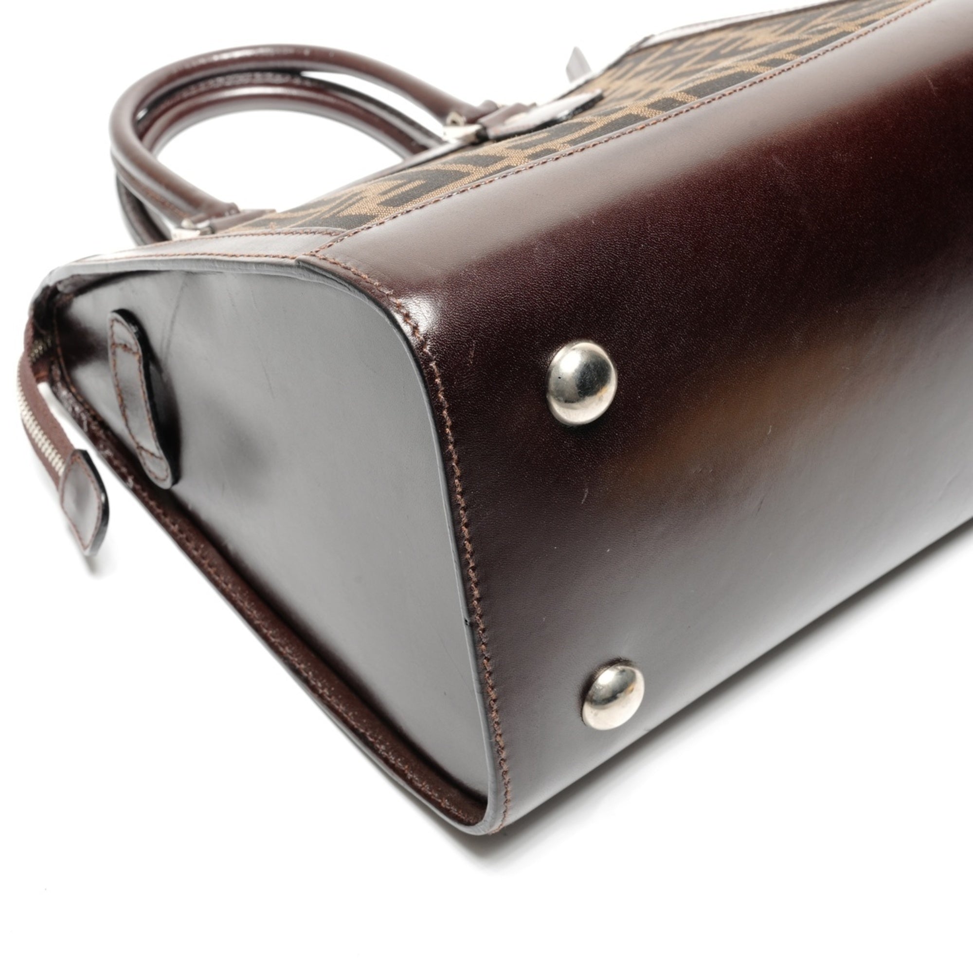 Fendi Zucca Brown Canvas Handbag (Pre-Owned)