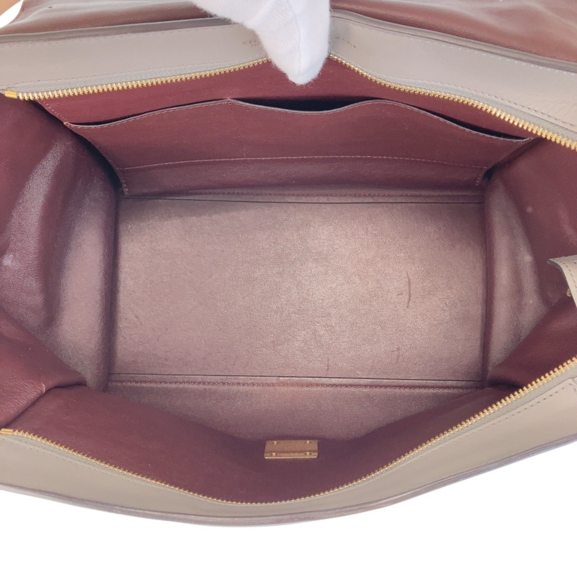 Celine Gray Leather Suede Handbag Shoulder Bag (Pre-Owned)