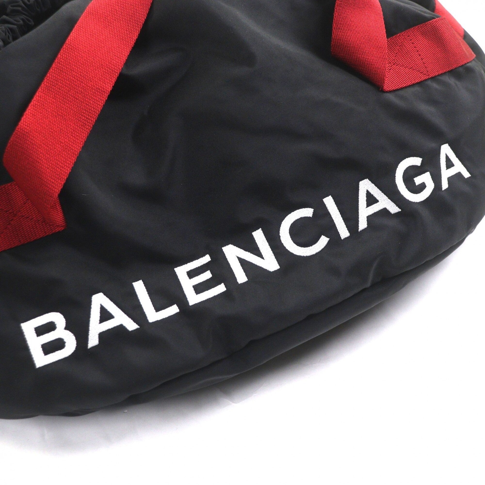 Balenciaga Black Red Color Nylon Boston Bag (Pre-Owned)