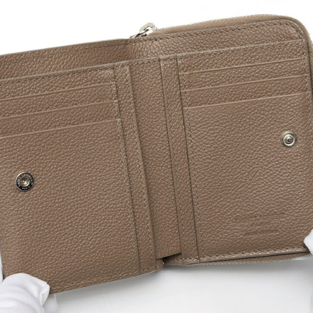 Saint Laurent Grayish Leather Wallet (Bi-Fold) (Pre-Owned)