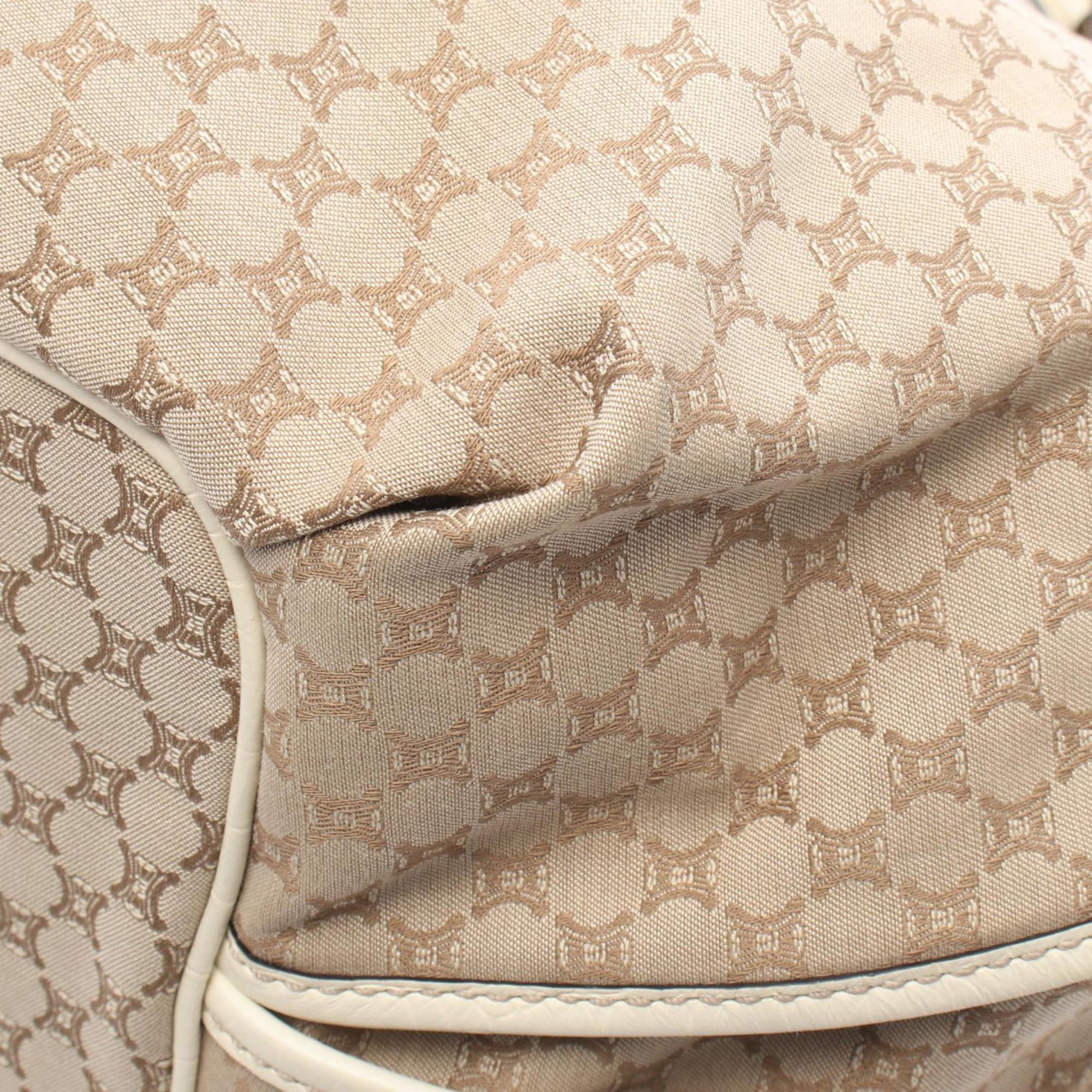 Celine Beige Ivory Coated Canvas Leather Handbag Tote Bag (Pre-Owned)