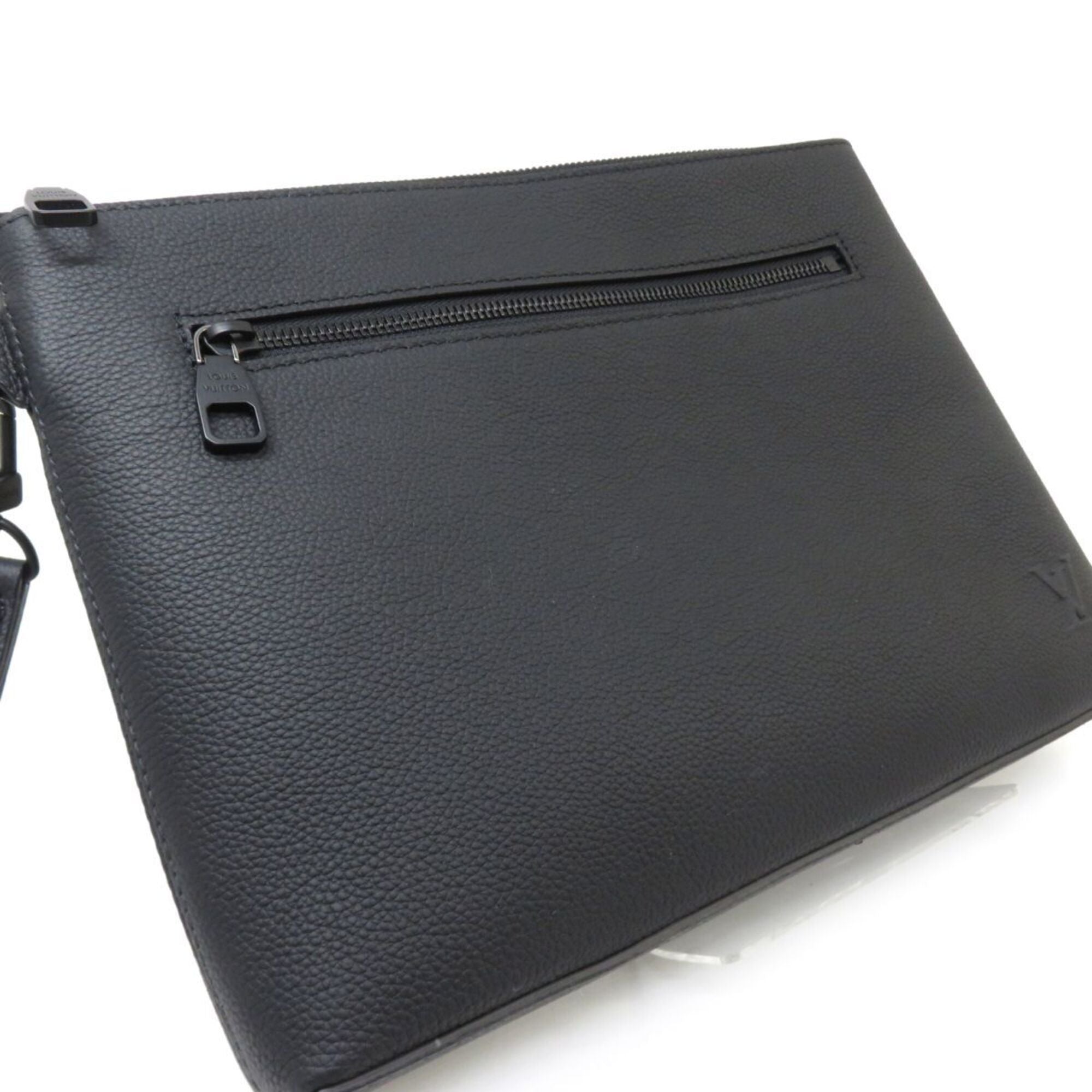 Louis Vuitton Black Leather Clutch Bag Pouch (Pre-Owned)