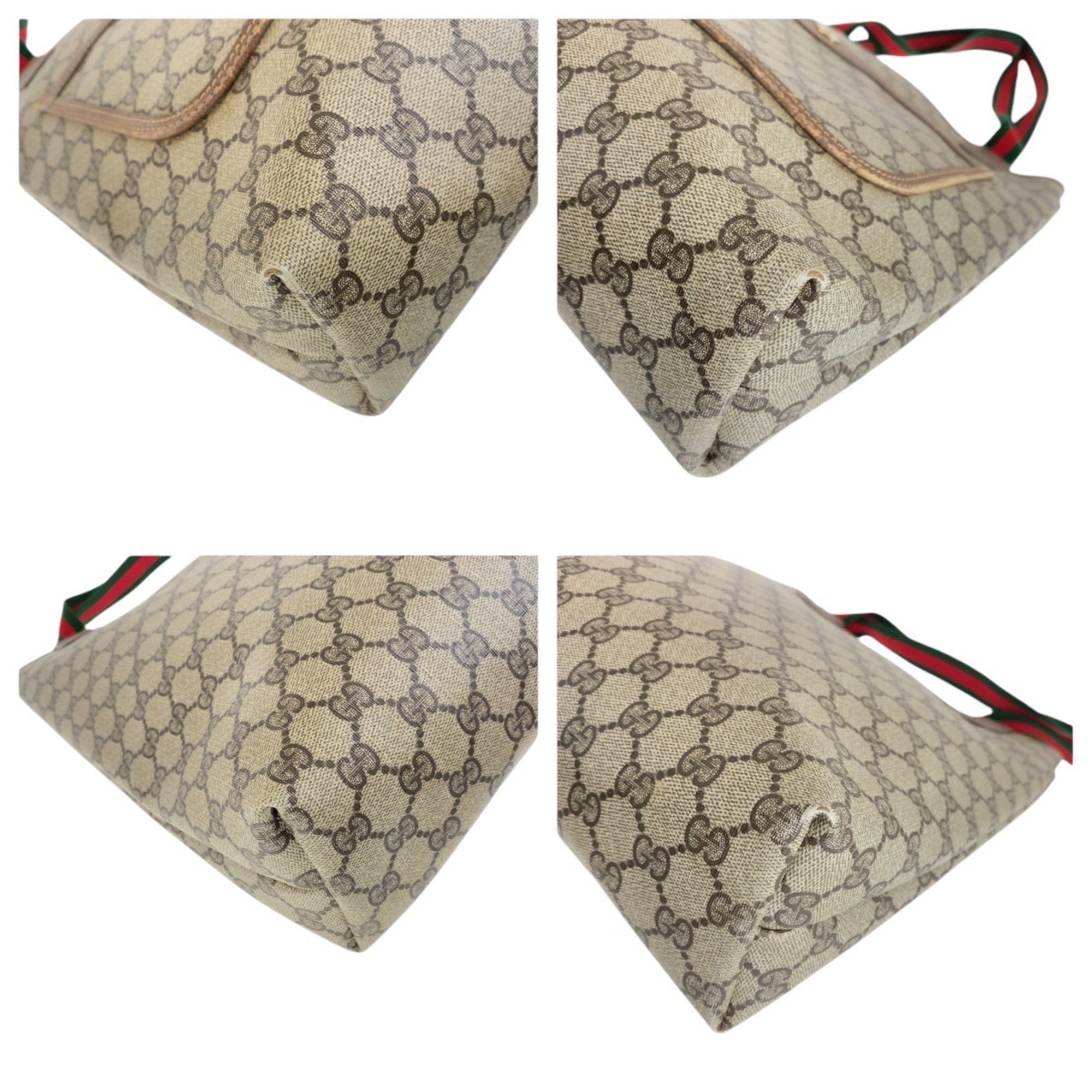 Gucci Brown Gg Supreme Leather Shoulder Bag Tote Bag (Pre-Owned)