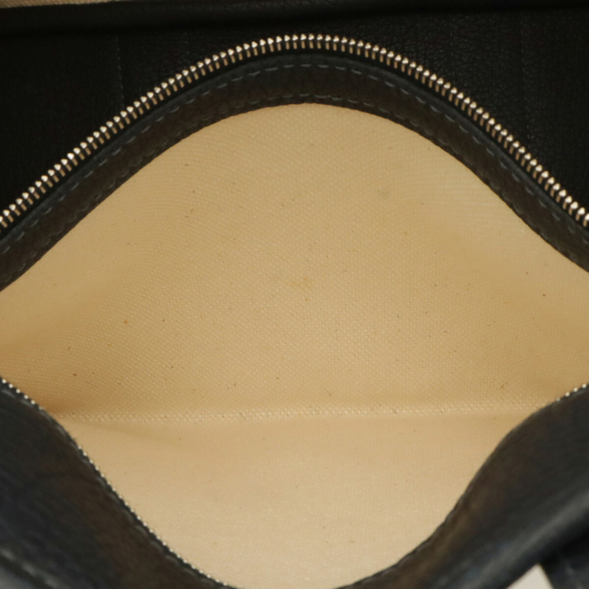 Hermes Natural Navy Canvas Leather Handbag Tote Bag (Pre-Owned)