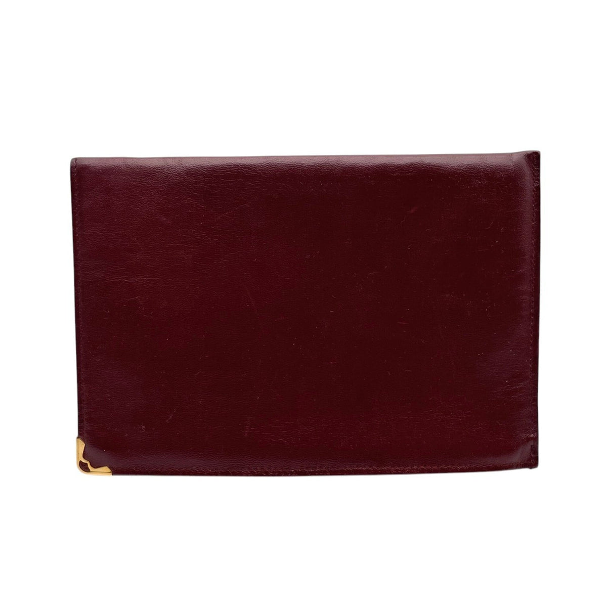 Cartier Bordeaux Gold Leather Clutch Bag Pouch (Pre-Owned)