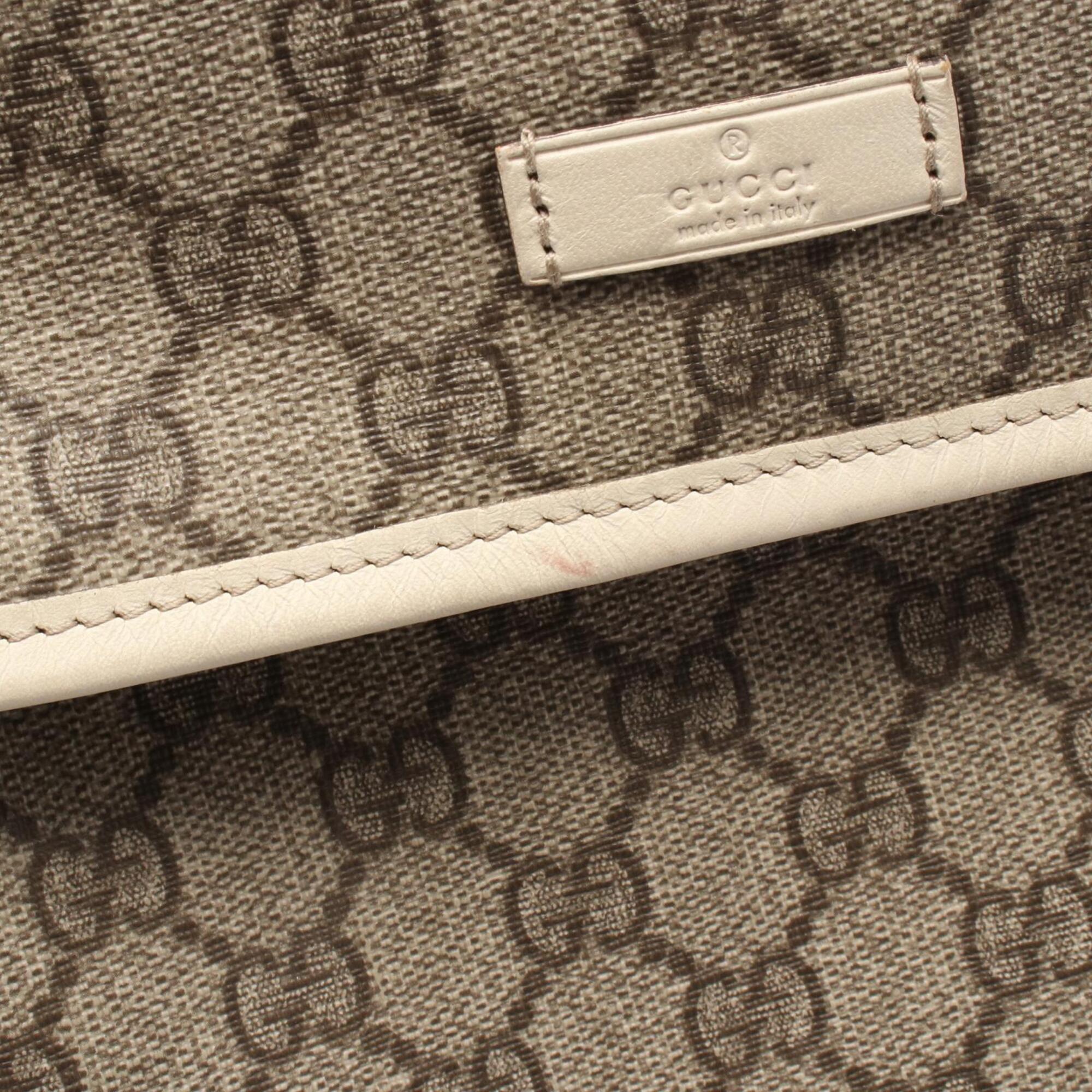 Gucci Beige Brown Ivory Gg Supreme Leather Handbag Shoulder Bag (Pre-Owned)
