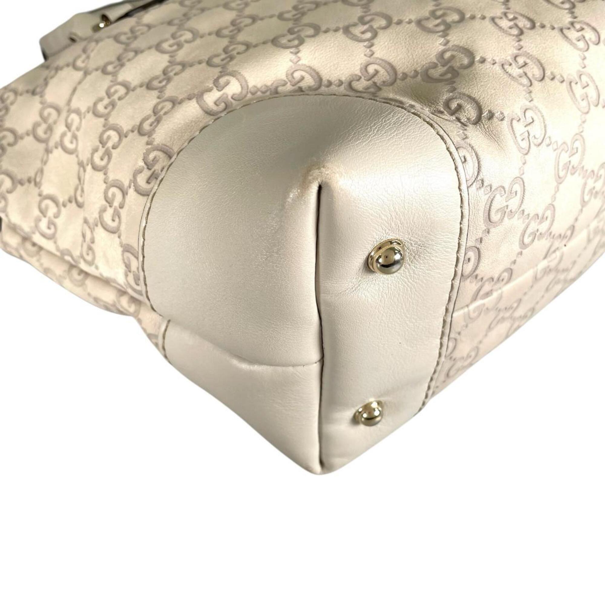 Gucci Beige Leather Shoulder Bag Tote Bag (Pre-Owned)