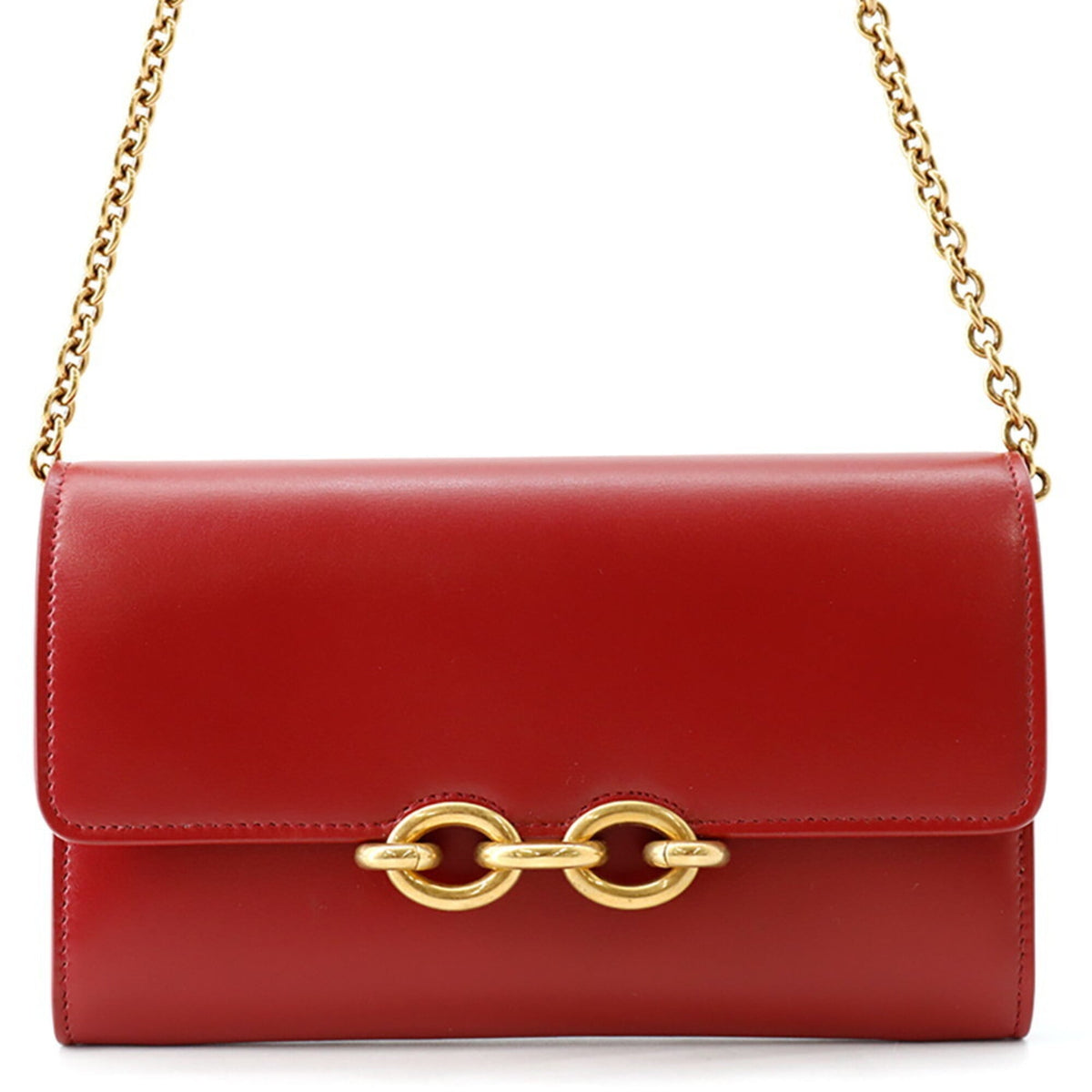 Yves Saint Laurent Red Color Leather Chain/Shoulder Wallet (Pre-Owned)