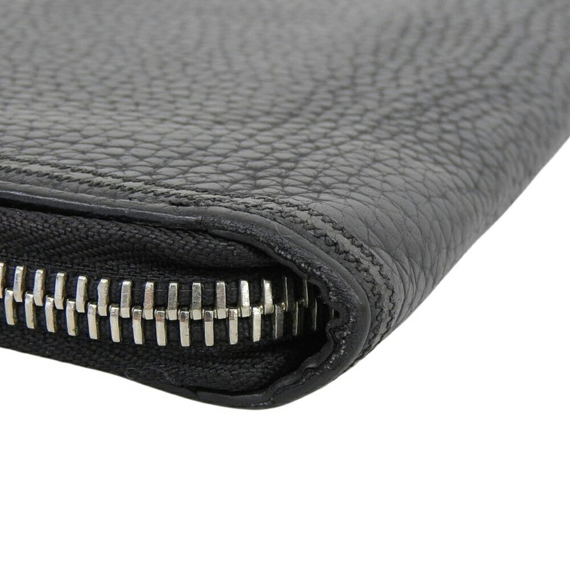 Louis Vuitton Black Leather Long Wallet (Bi-Fold) (Pre-Owned)