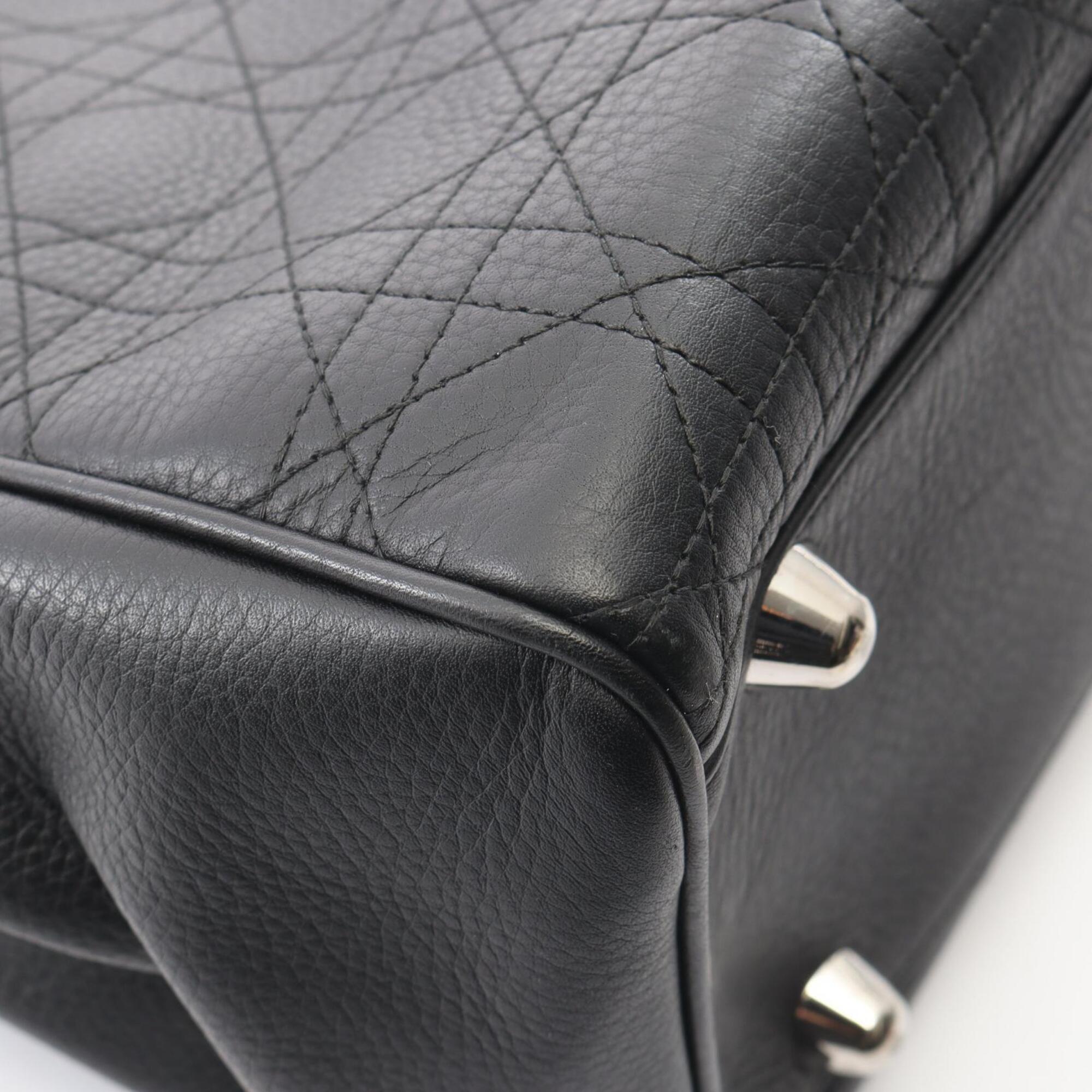 Christian Dior Black Leather Handbag Tote Bag (Pre-Owned)