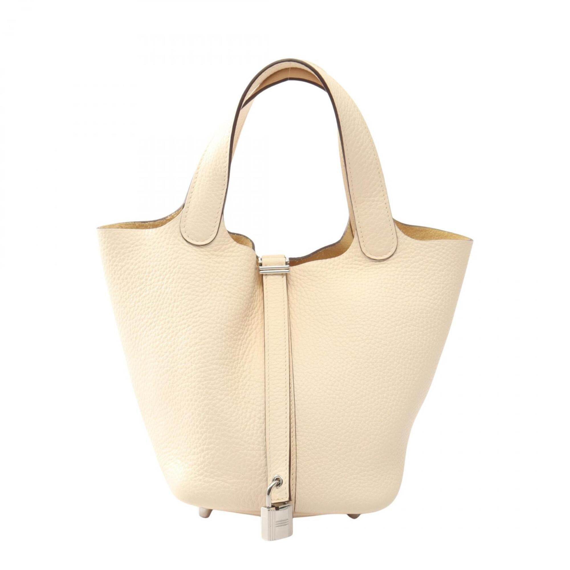 Hermes White Taurillon Clemence Leather Handbag (Pre-Owned)