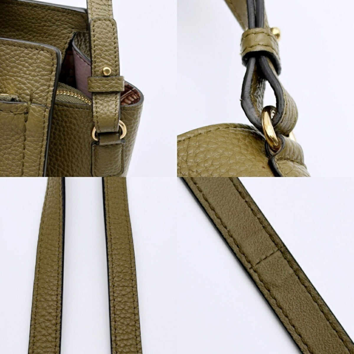 Salvatore Ferragamo Khaki Leather Shoulder Bag Tote Bag (Pre-Owned)
