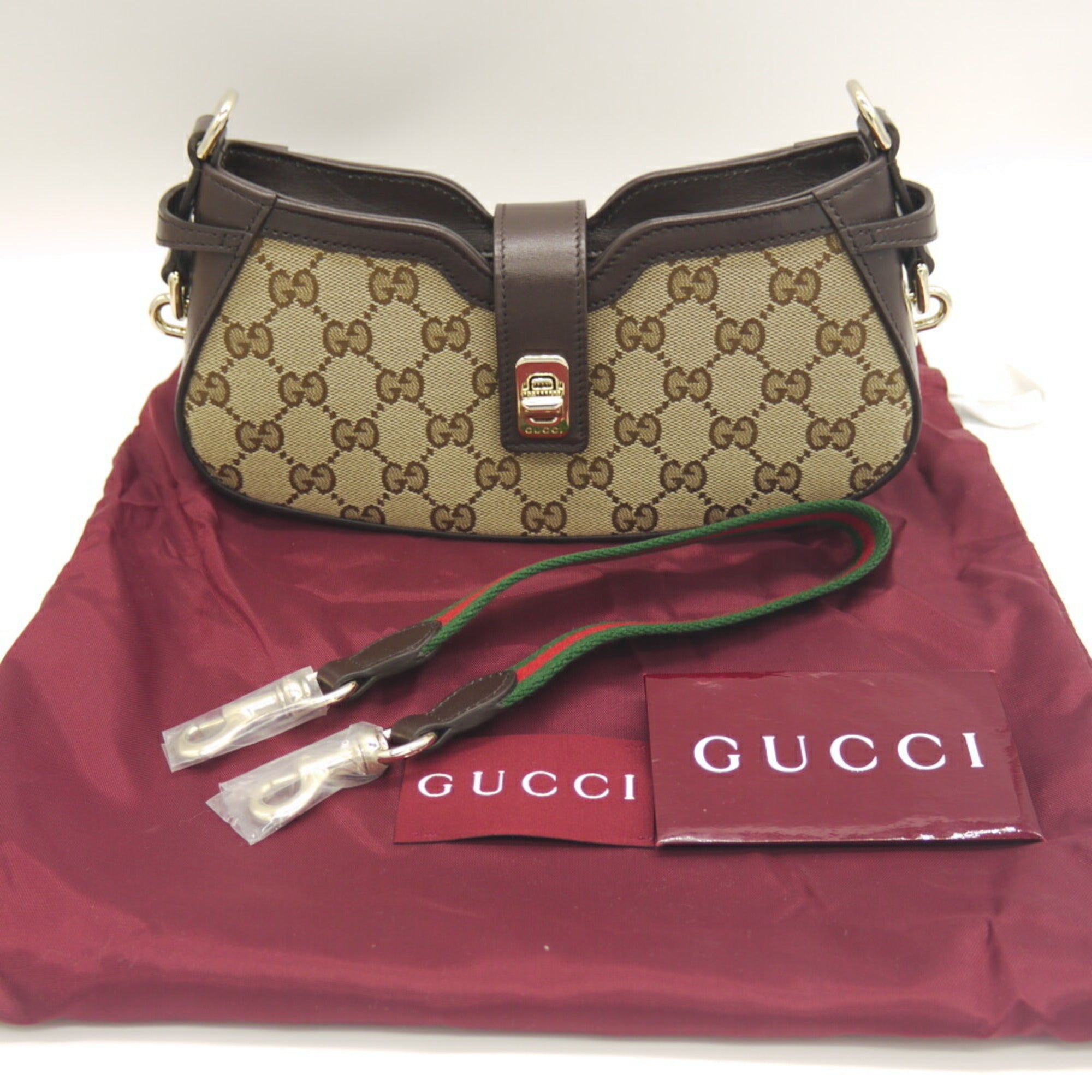 Gucci Beige Gg Canvas Leather Shoulder Bag (Pre-Owned)