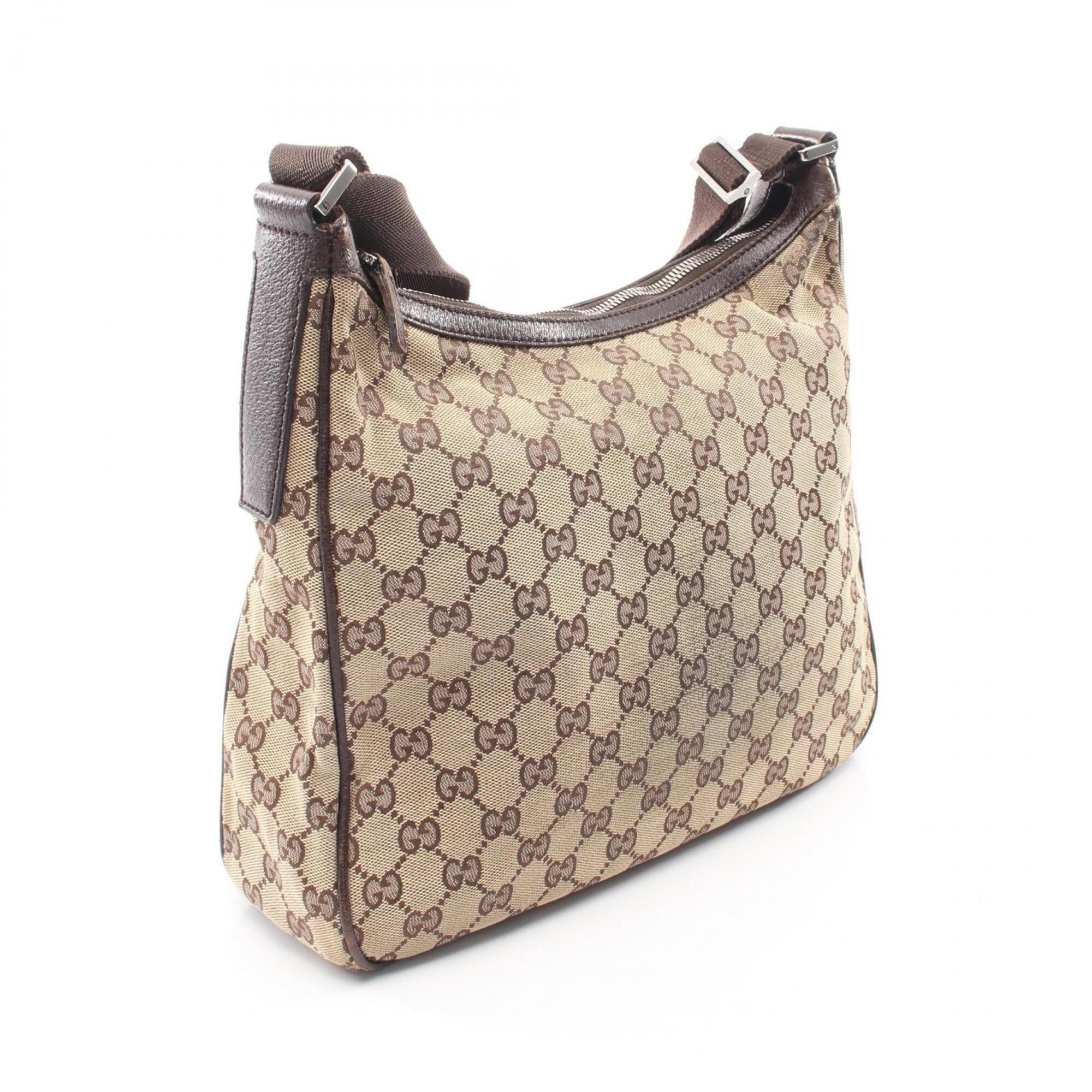 Gucci Beige Brown Canvas Leather Handbag Shoulder Bag (Pre-Owned)