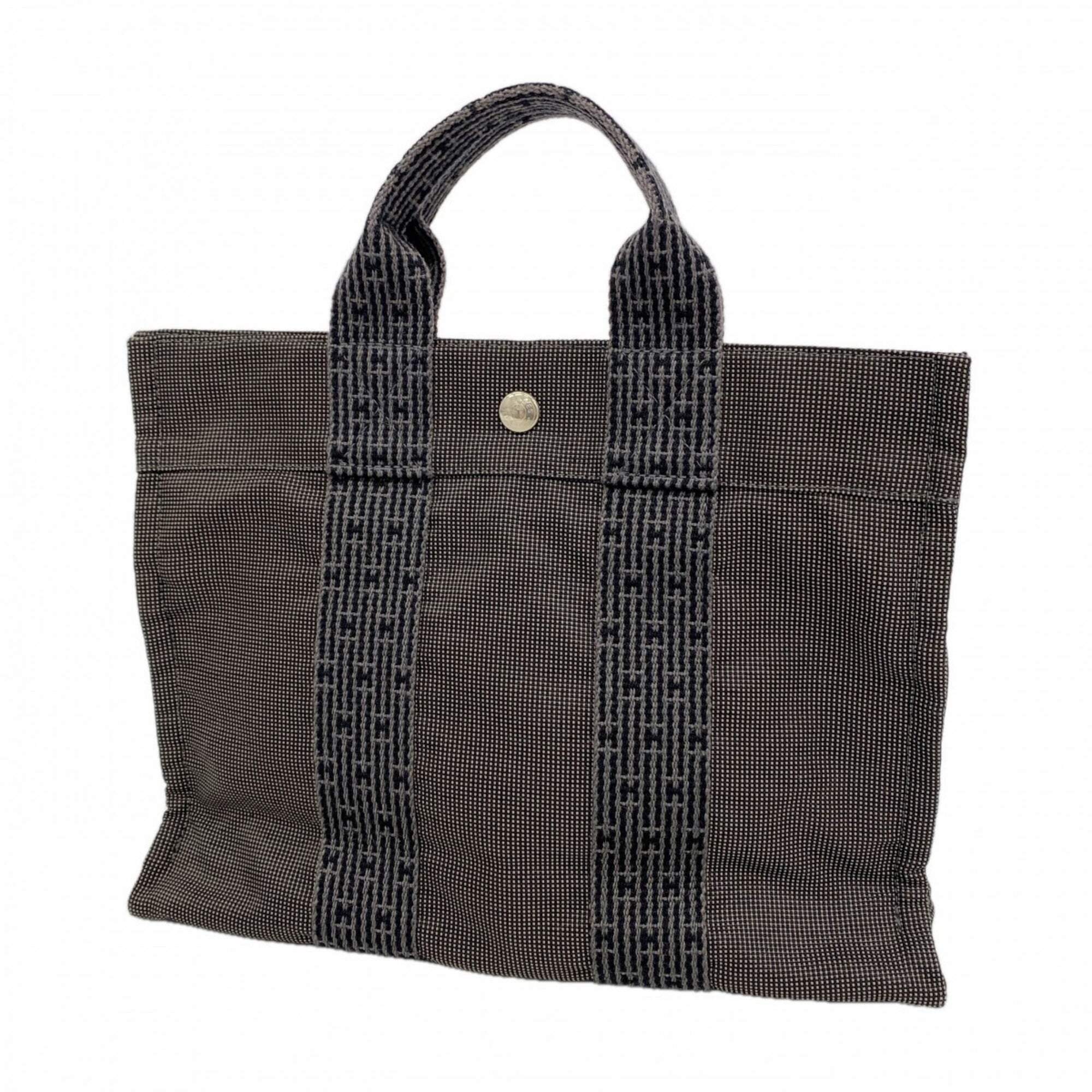 Hermes Gray Canvas Handbag (Pre-Owned)