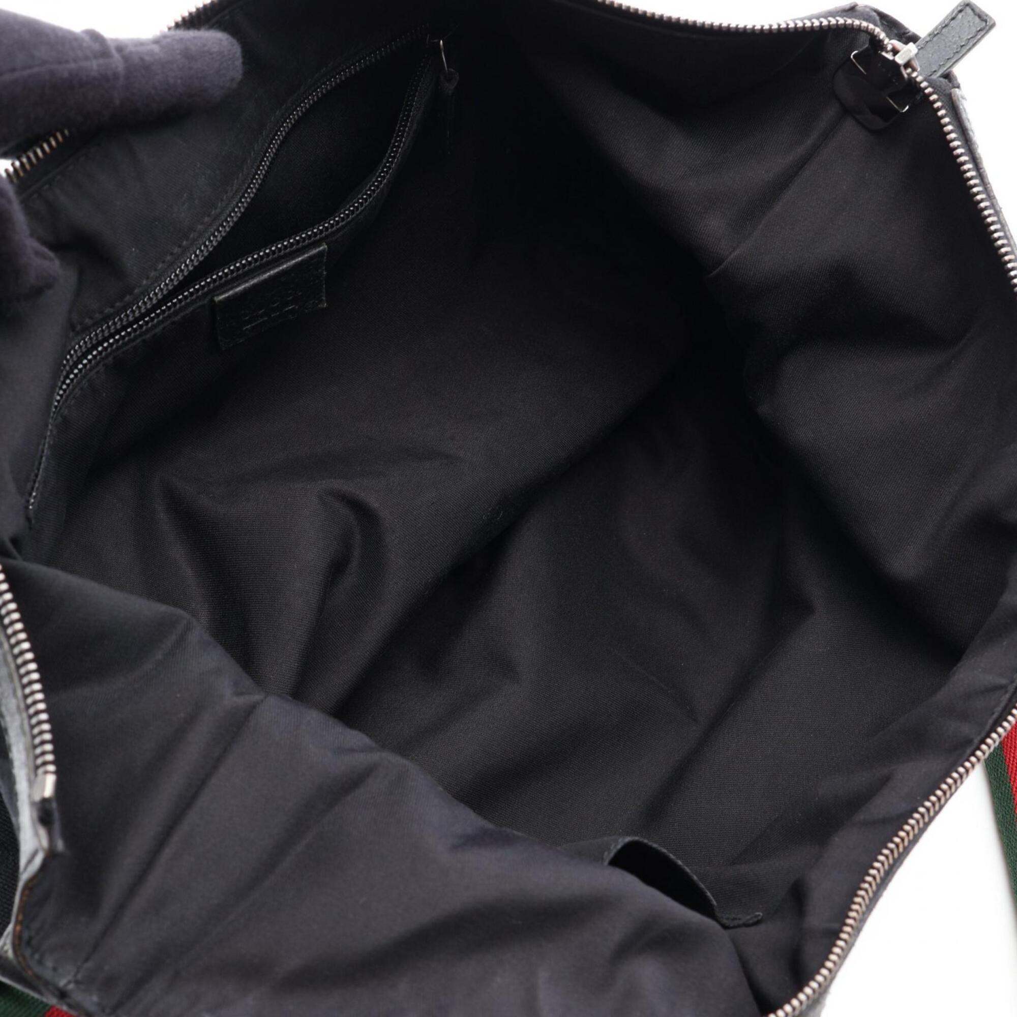 Gucci Gg Canvas Black Gg Canvas Leather Handbag Shoulder Bag (Pre-Owned)
