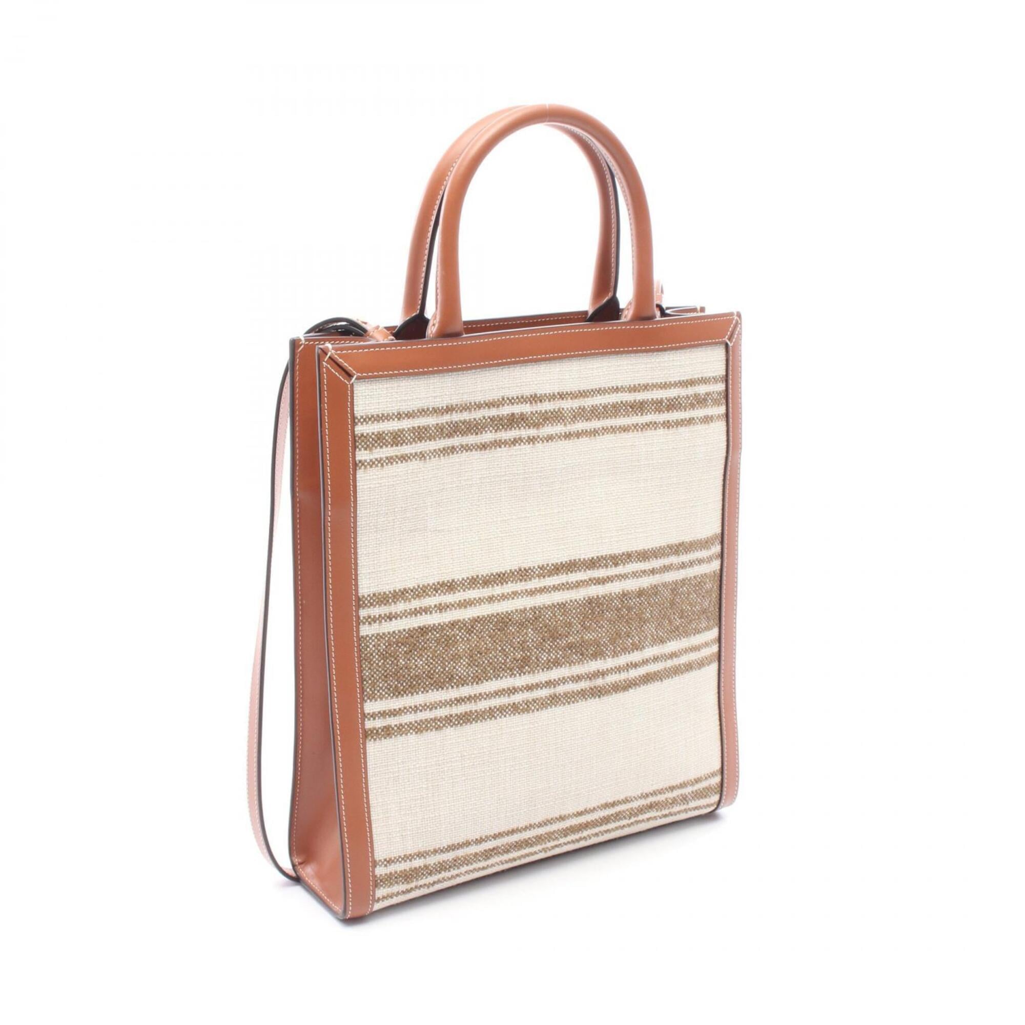 Celine Beige Brown Canvas Leather Handbag Tote Bag (Pre-Owned)