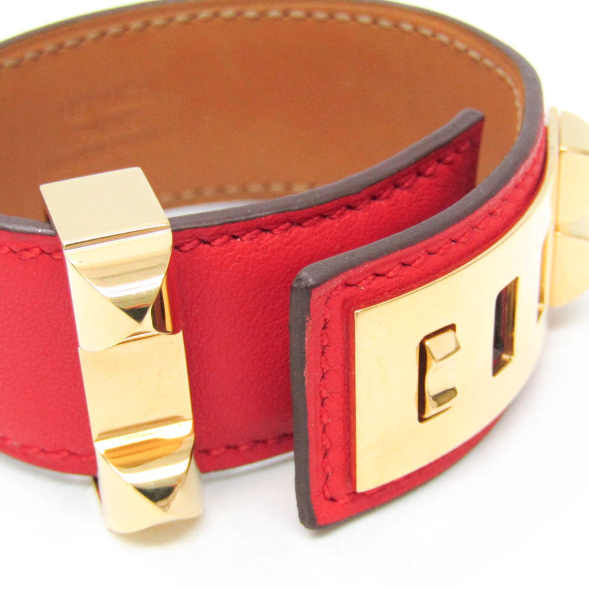 Hermes Collier De Chien 24 Bracelet Leather Red Leather Bracelet Jewelry (Pre-Owned)