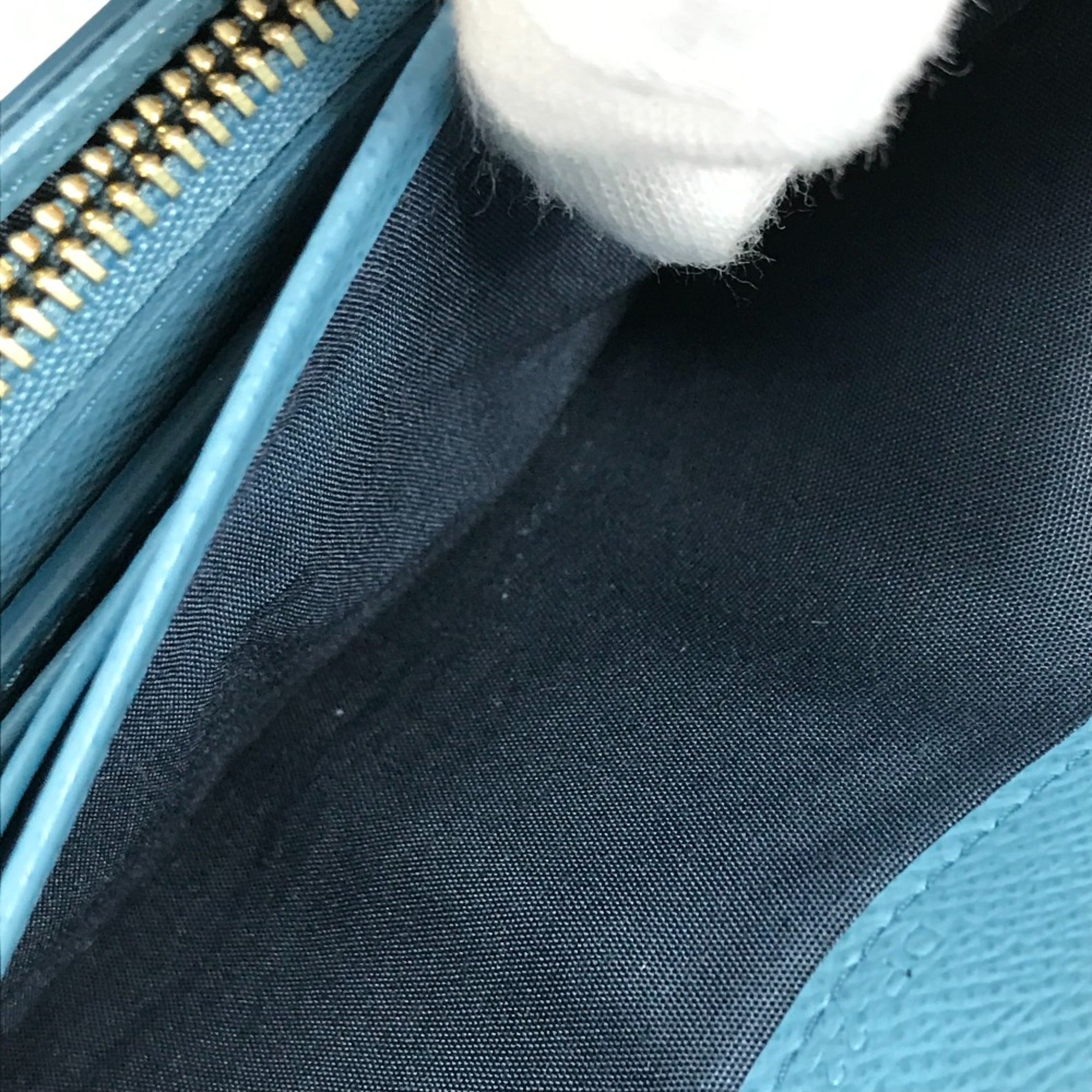 Salvatore Ferragamo Blue Leather Long Wallet (Bi-Fold) (Pre-Owned)