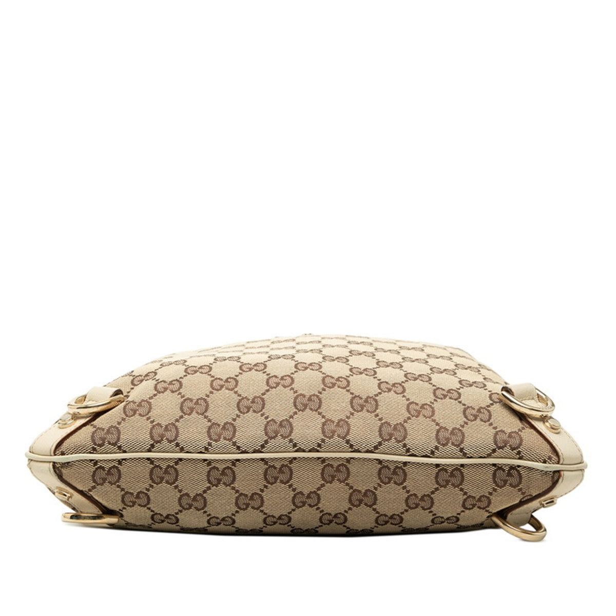 Gucci Beige Black Ivory Leather Shoulder Bag (Pre-Owned)