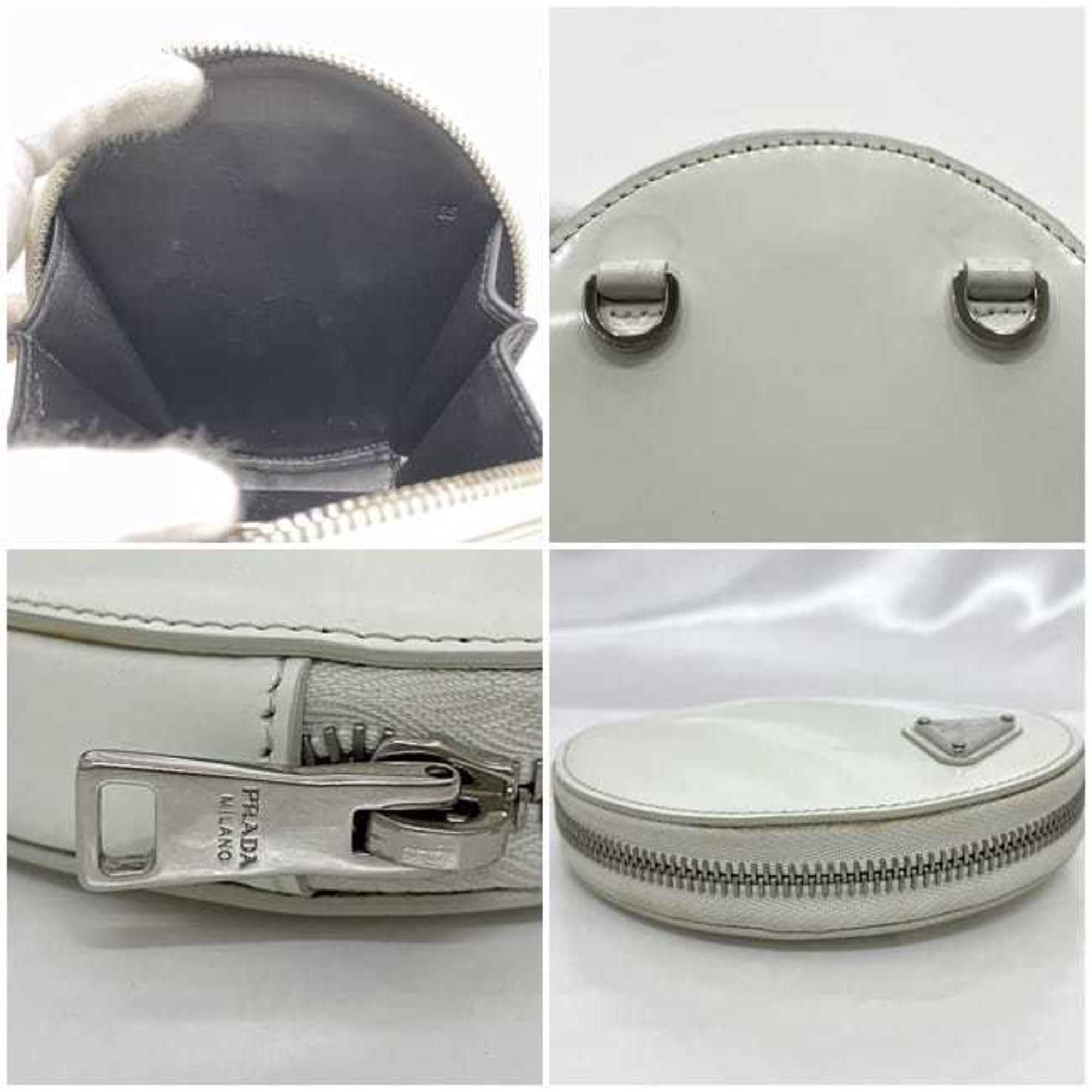 Prada White Leather Pochette Shoulder Bag (Pre-Owned)