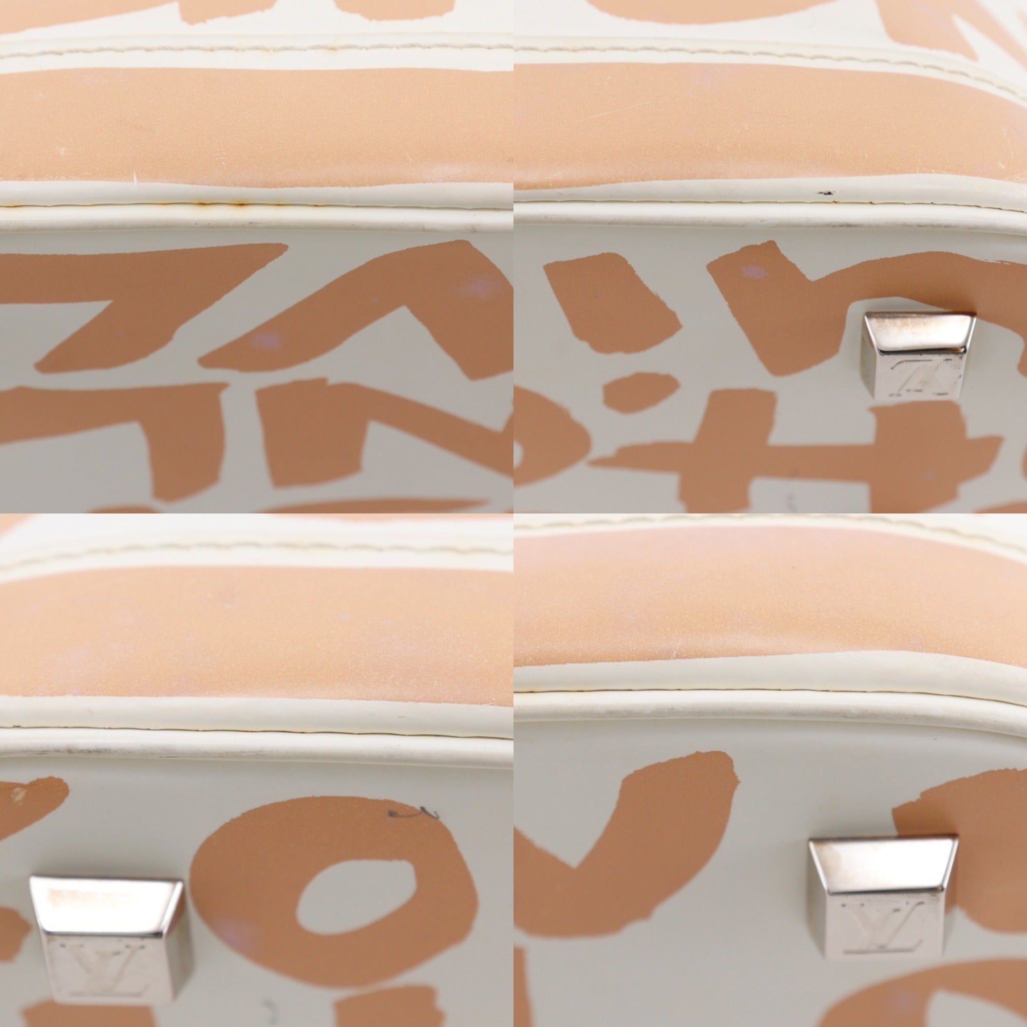 Louis Vuitton Beige White Leather Handbag (Pre-Owned)