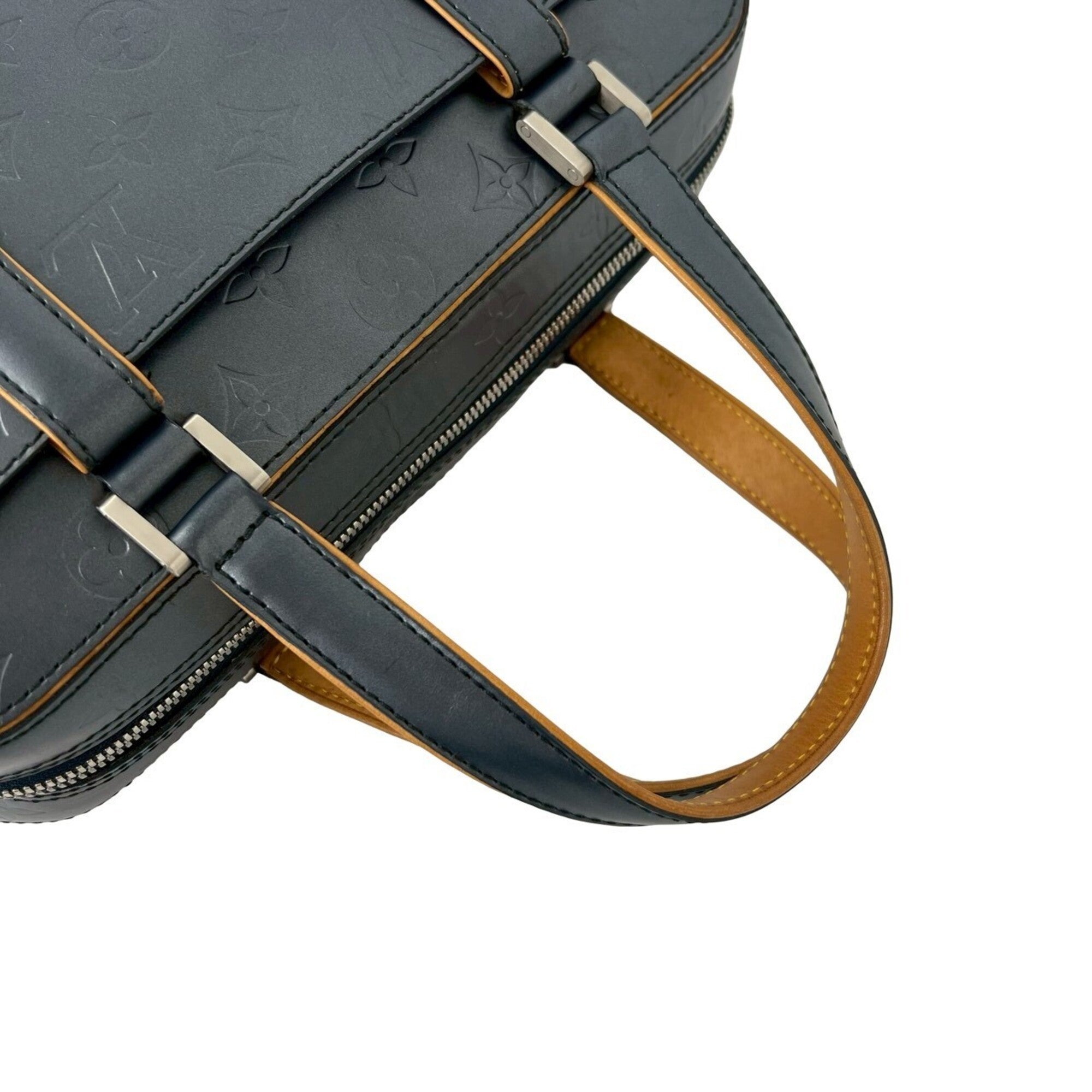 Louis Vuitton Navy Leather Boston Bag Handbag (Pre-Owned)