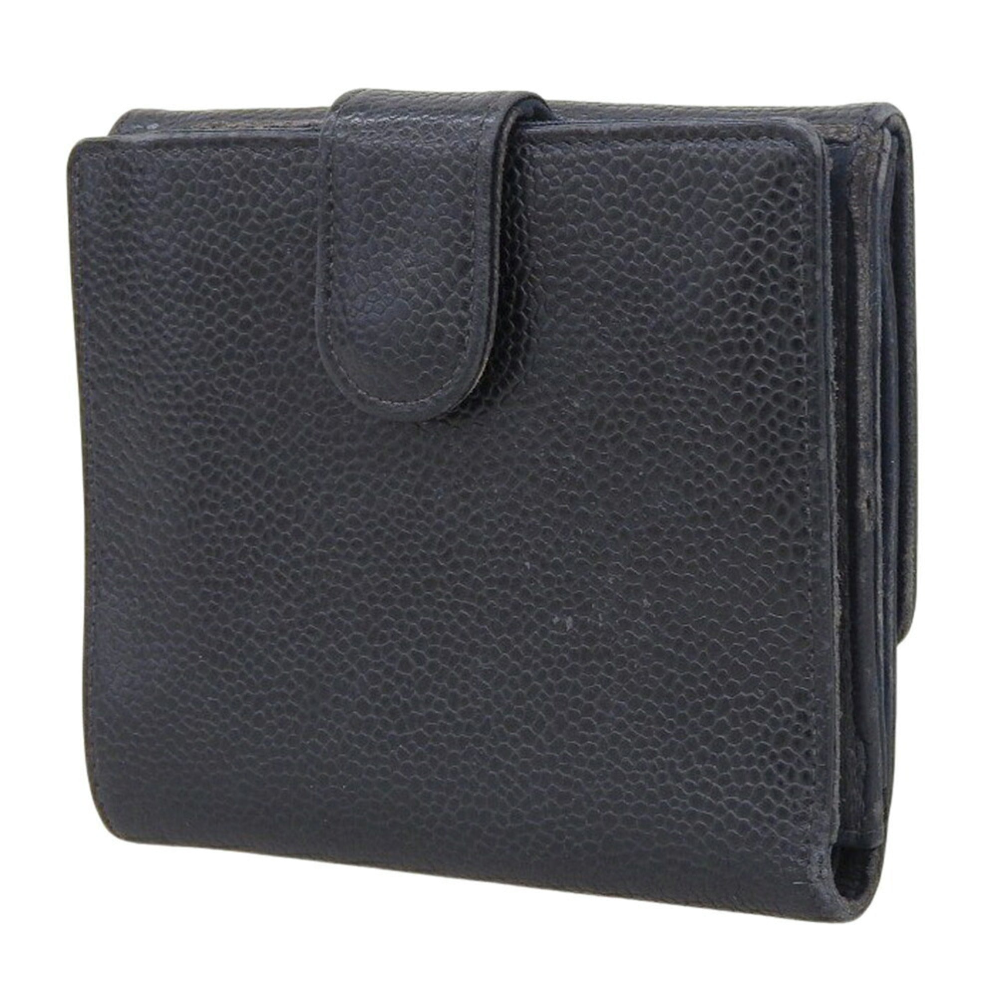Chanel Black Grained Calfskin Wallet (Bi-Fold) (Pre-Owned)