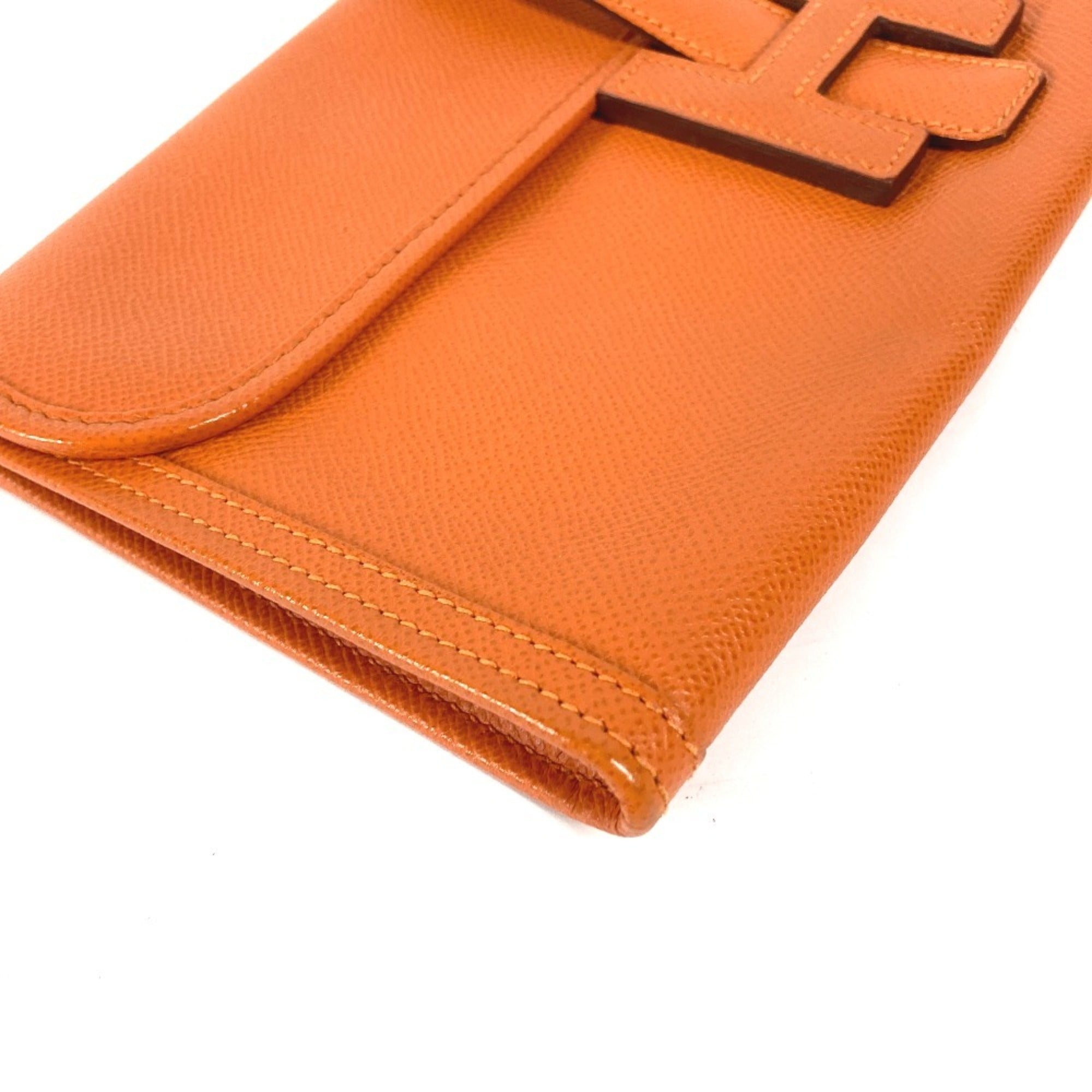 Hermes Jige Orange Epsom Leather Clutch Bag (Pre-Owned)