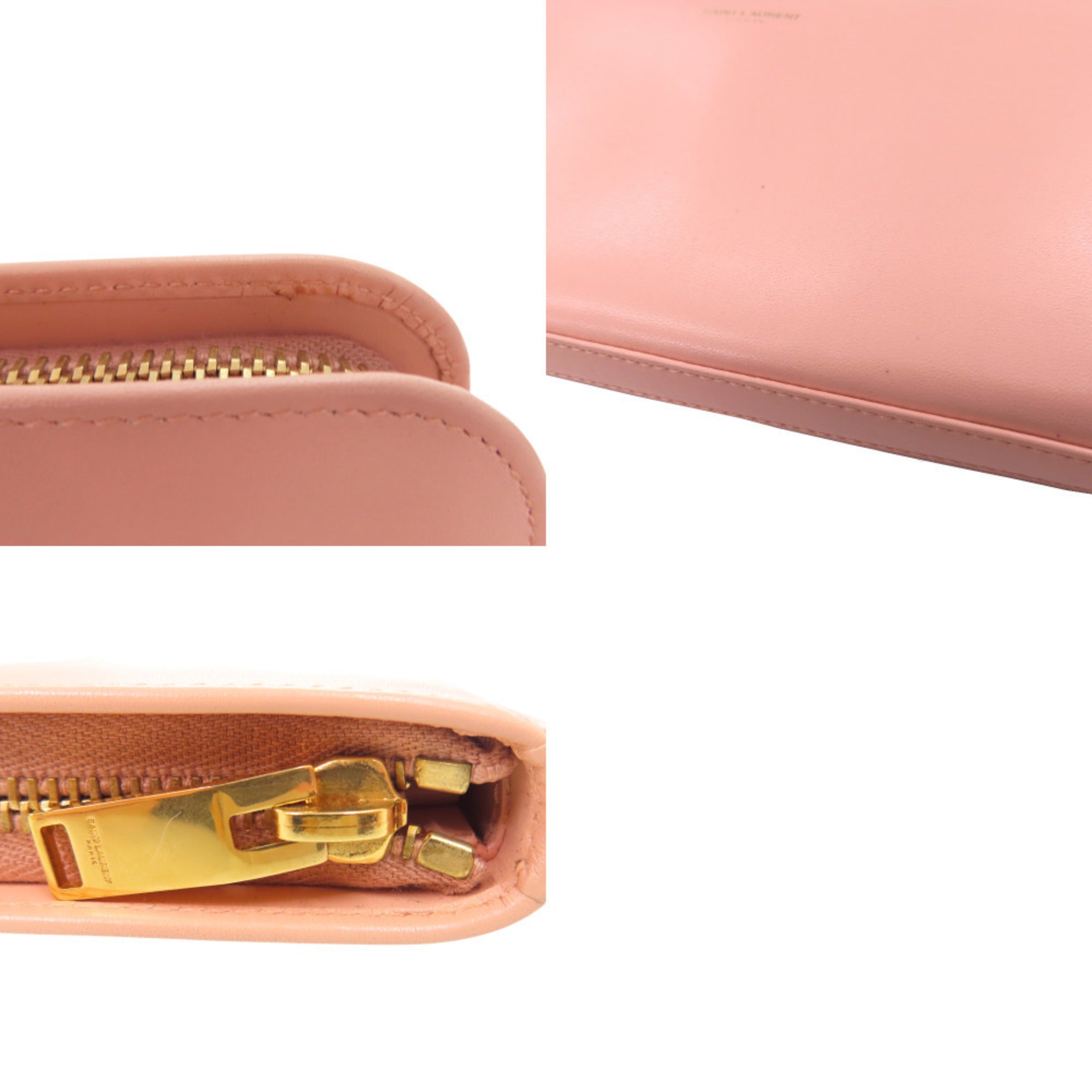 Yves Saint Laurent Salmon Pink Leather Long Wallet (Bi-Fold) (Pre-Owned)