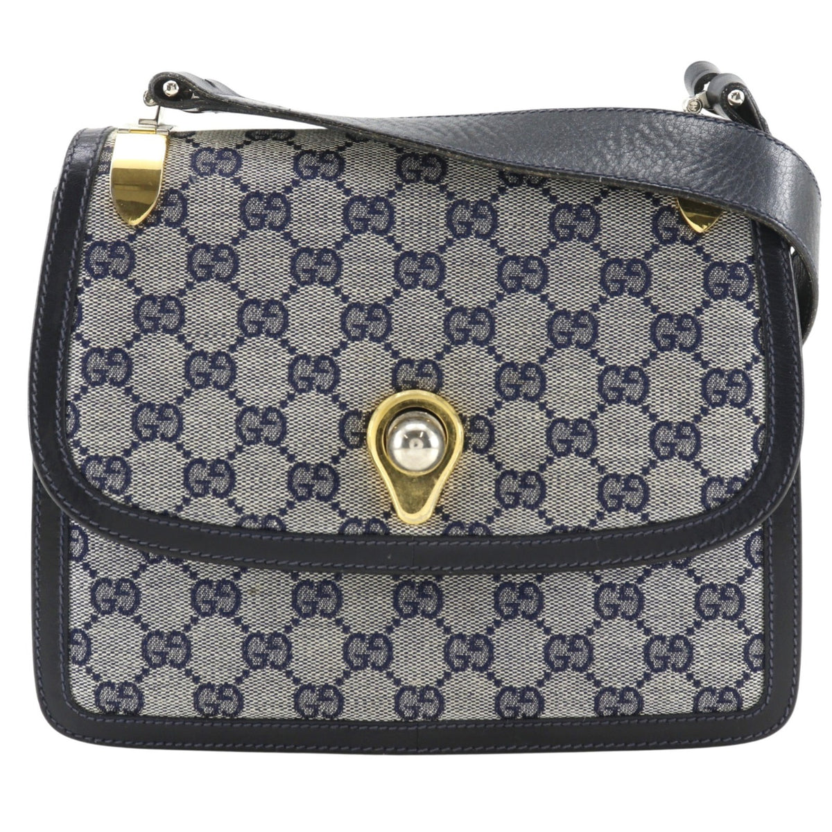 Gucci Navy Gg Canvas Shoulder Bag (Pre-Owned)