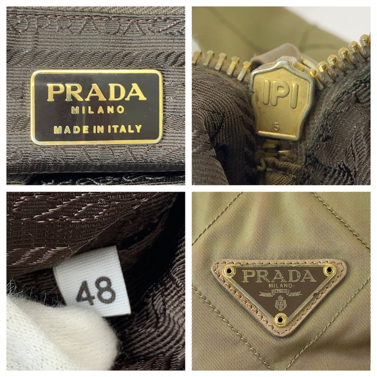 Prada Khaki Nylon Shoulder Bag (Pre-Owned)