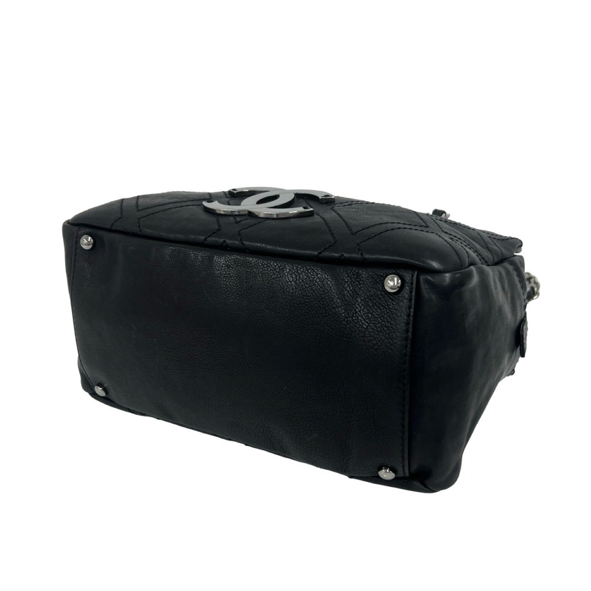 Chanel Black Leather Shoulder Bag Tote Bag (Pre-Owned)