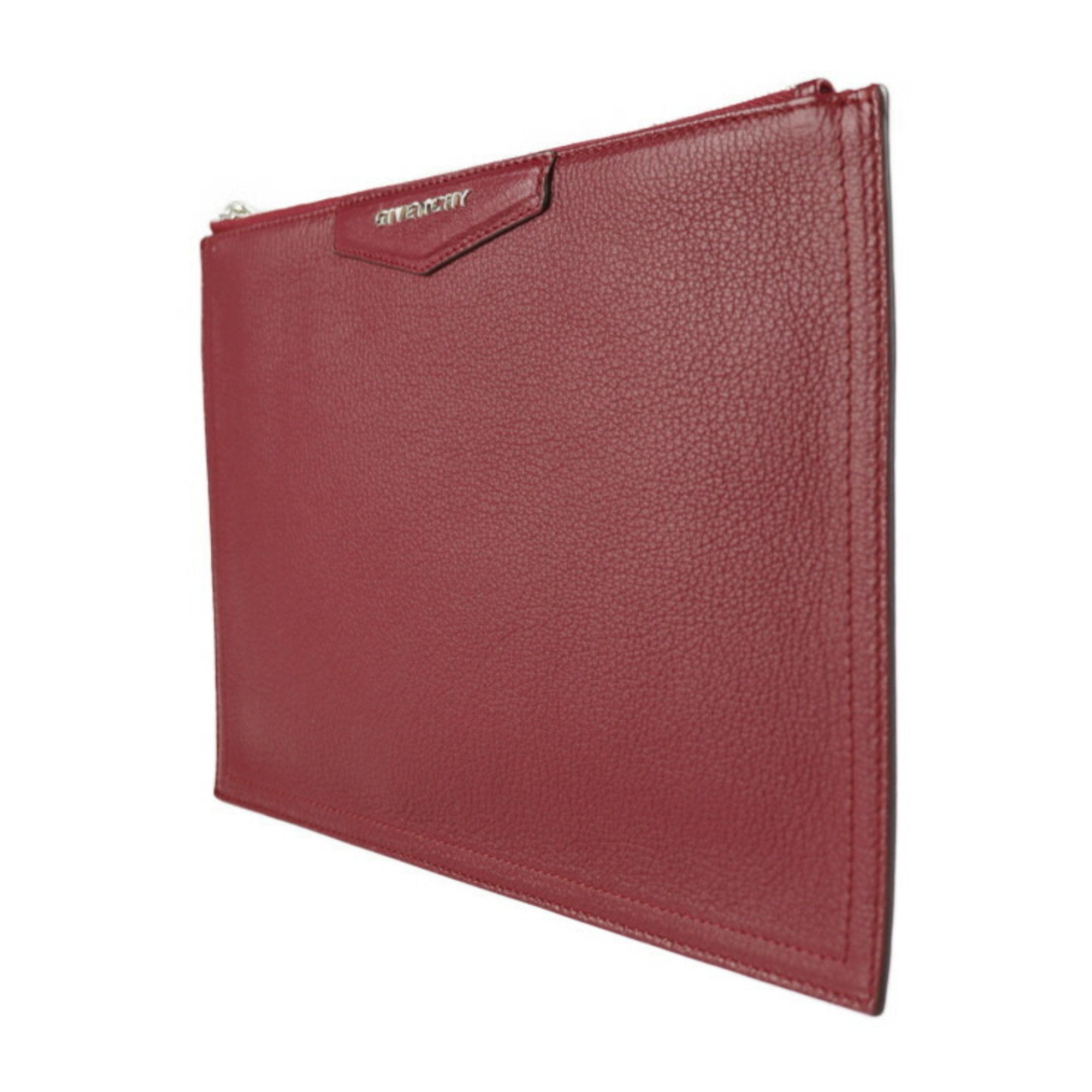 Givenchy Bordeaux Leather Clutch Bag Handbag Pouch (Pre-Owned)