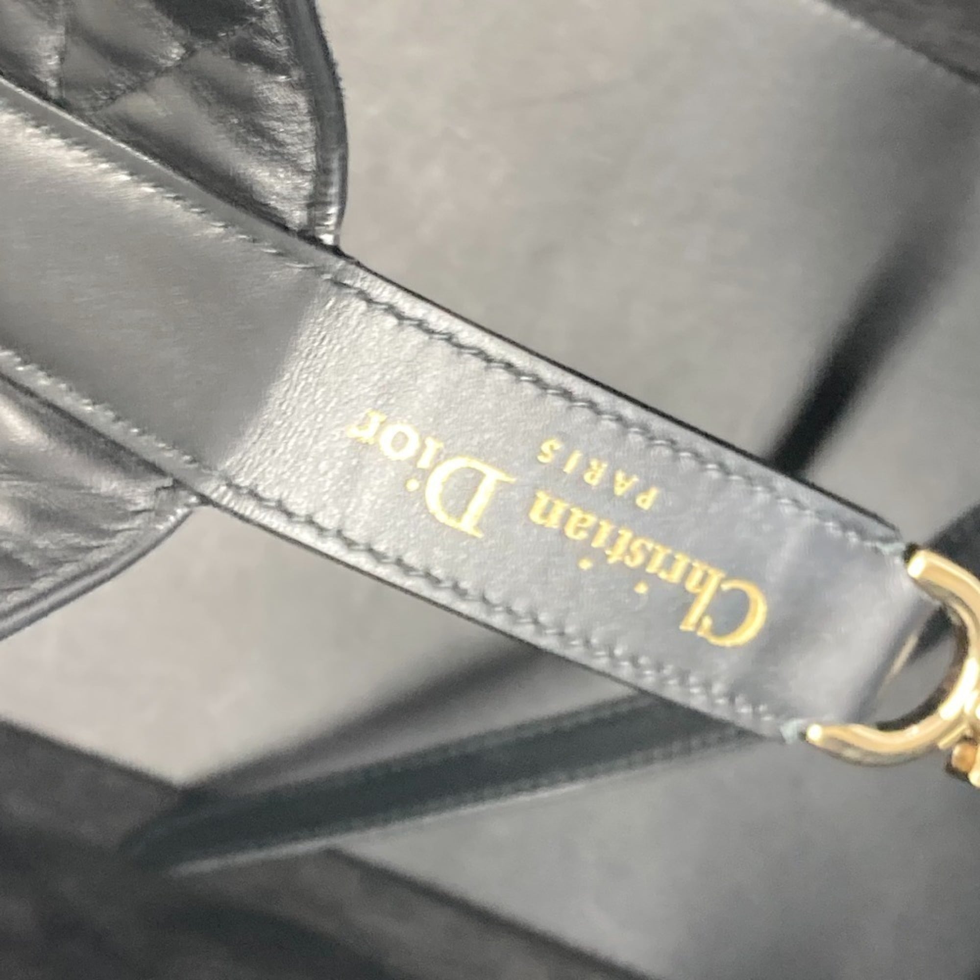 Christian Dior Black Leather Handbag Pouch Shoulder Bag Tote Bag (Pre-Owned)
