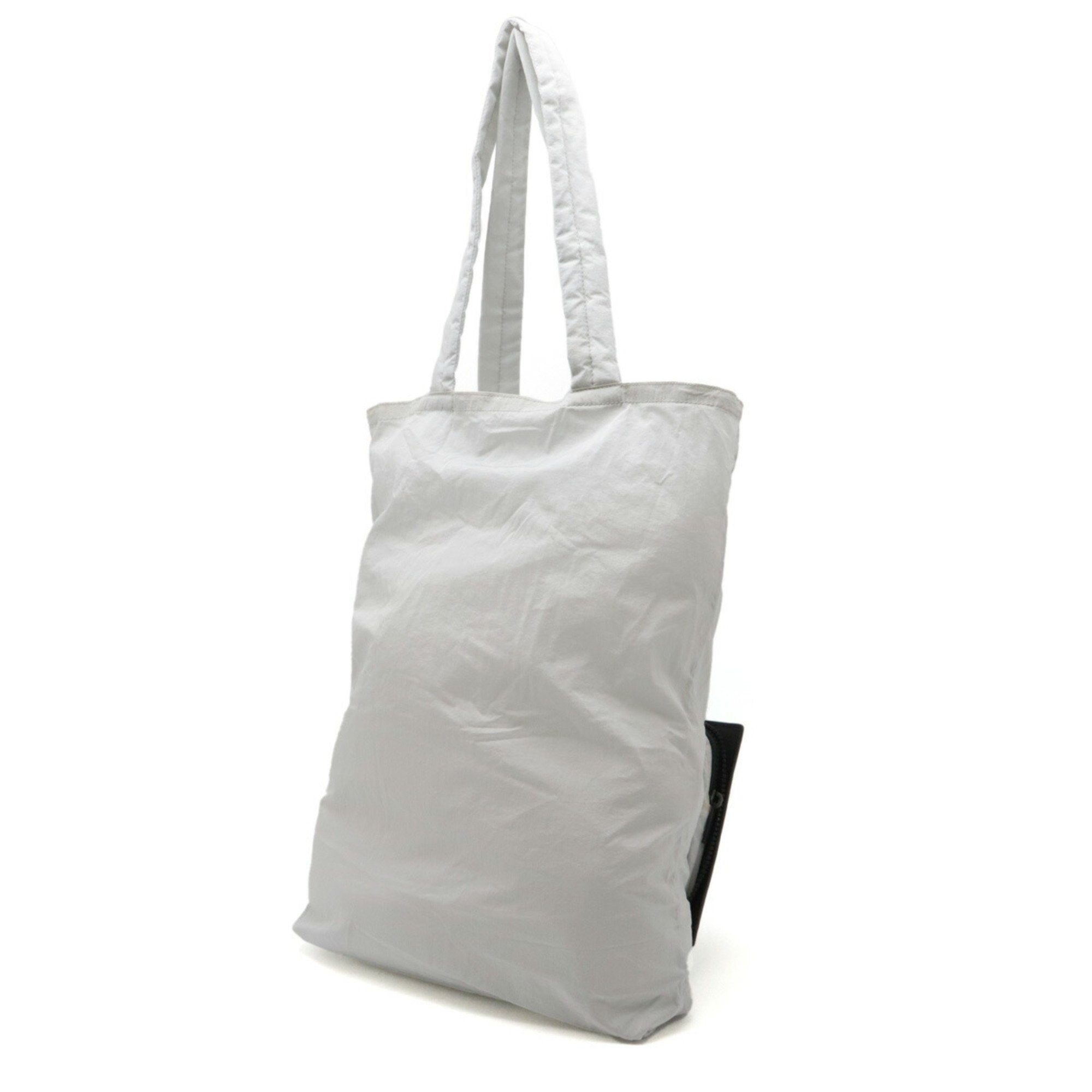 Bottega Veneta Intrecciato Black Light Gray Leather Nylon Eco-Bag Tote Bag (Pre-Owned)