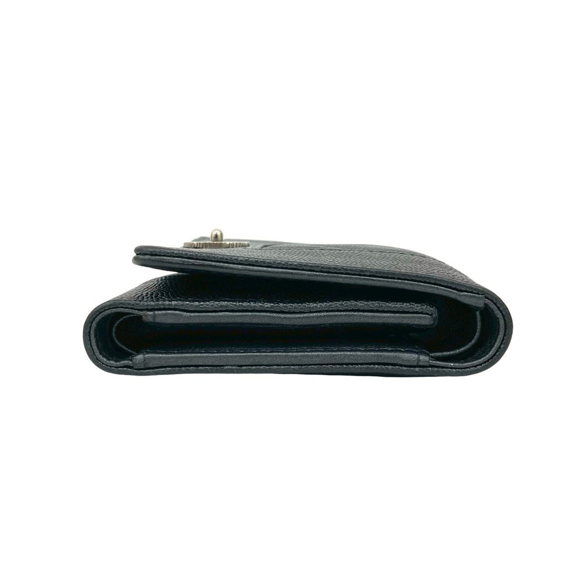 Chanel Black Grained Calfskin Wallet (Tri-Fold) (Pre-Owned)
