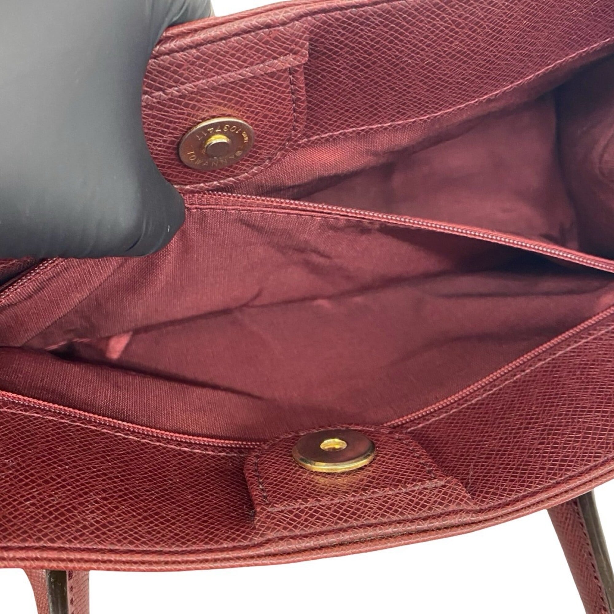 Burberry Beige Bordeaux Canvas Leather Handbag Tote Bag (Pre-Owned)