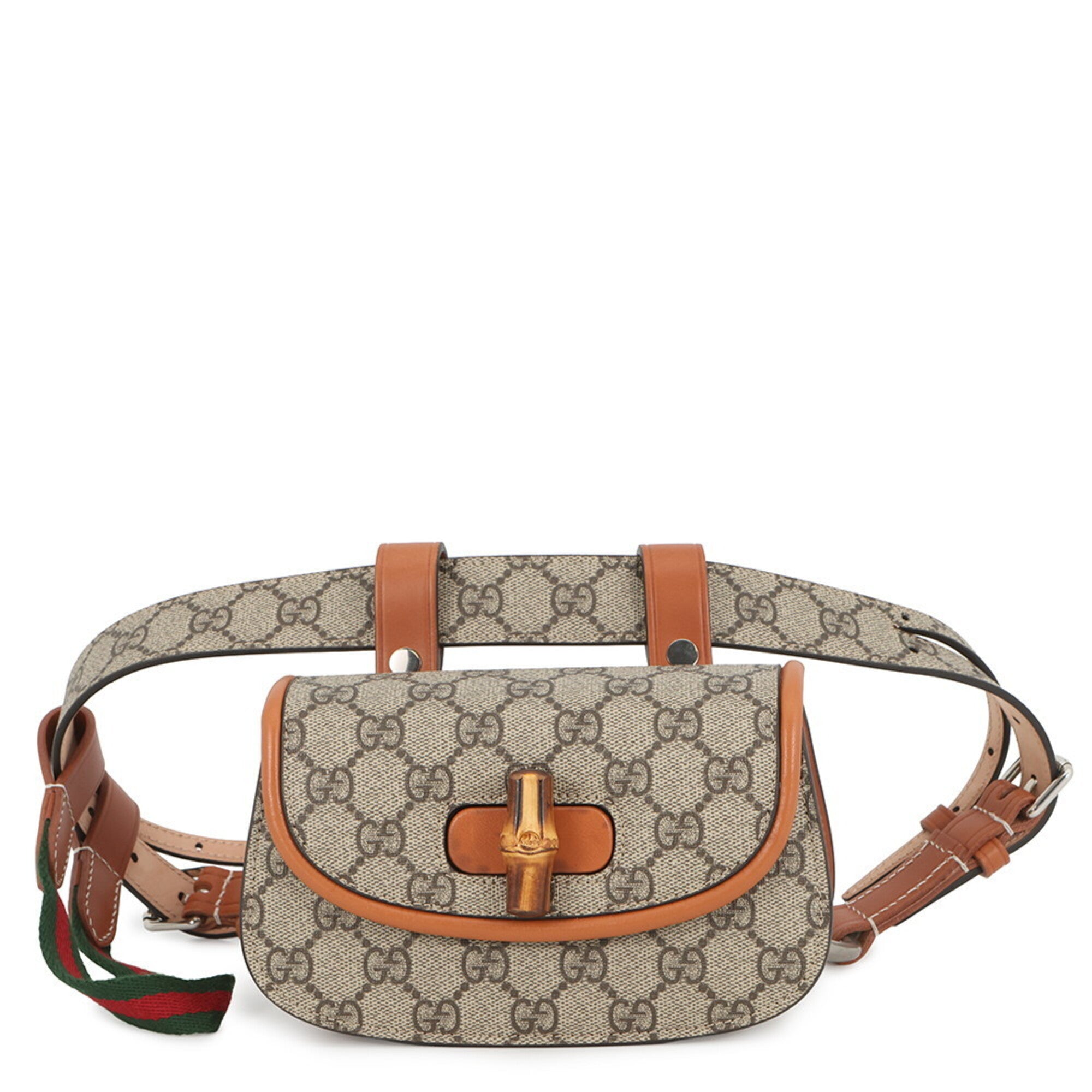 Gucci Beige Brown Gg Supreme Leather Fanny Pack Handbag (Pre-Owned)
