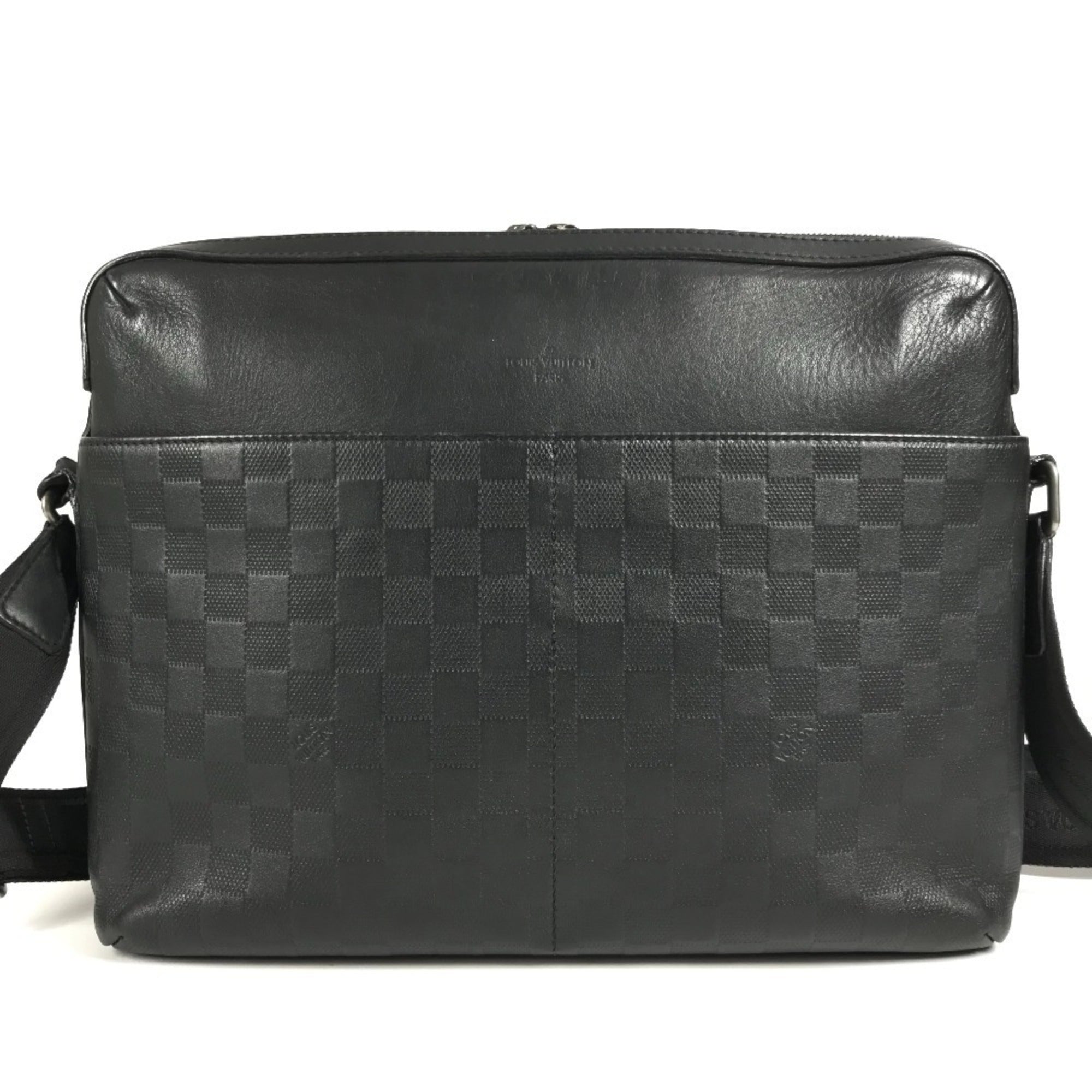 Louis Vuitton Black Onyx Damier Infini Leather Messenger Bag Shoulder Bag (Pre-Owned)