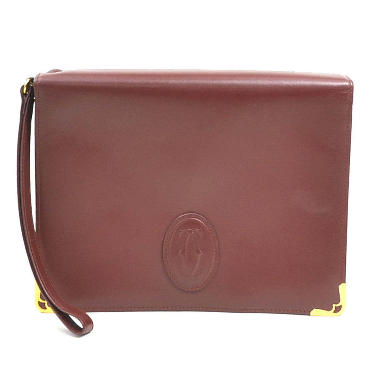 Cartier Burgundy Leather Clutch Bag (Pre-Owned)