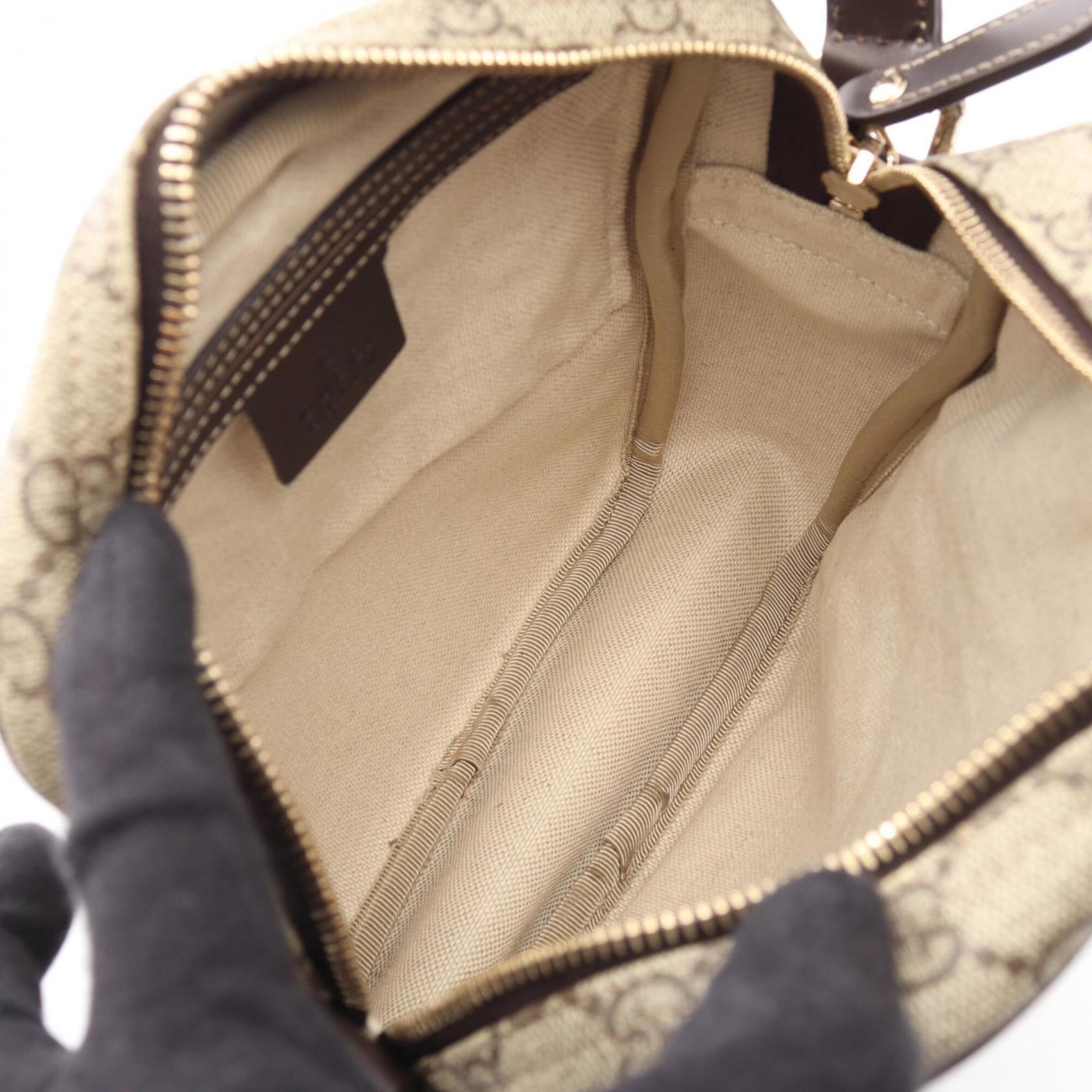 Gucci Beige Brown Coated Canvas Leather Handbag Shoulder Bag (Pre-Owned)