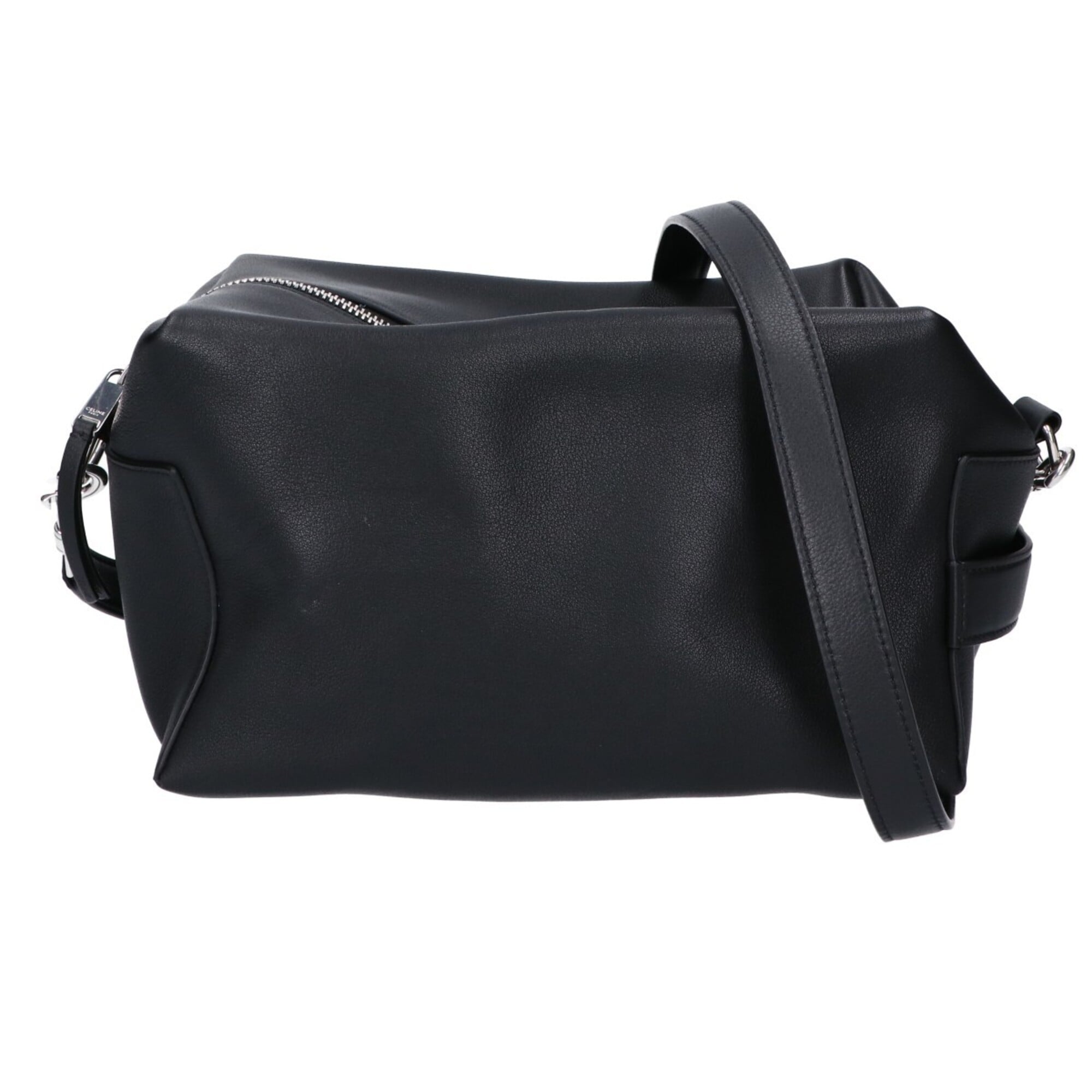 Celine Black Leather Messenger Bag Shoulder Bag (Pre-Owned)