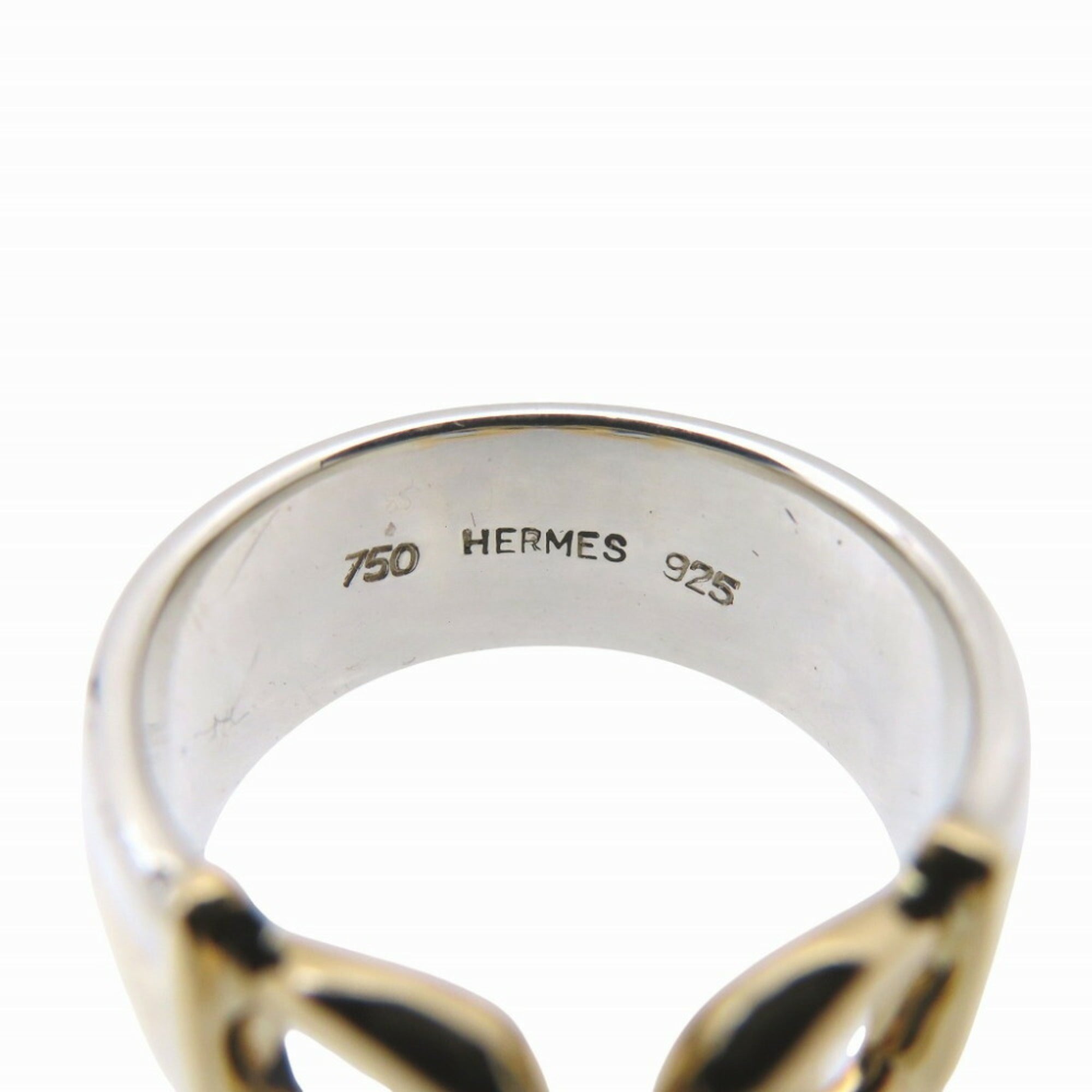 Hermes Gold Silver Yellow Gold (18K) Silver 925 Band Ring (Pre-Owned)