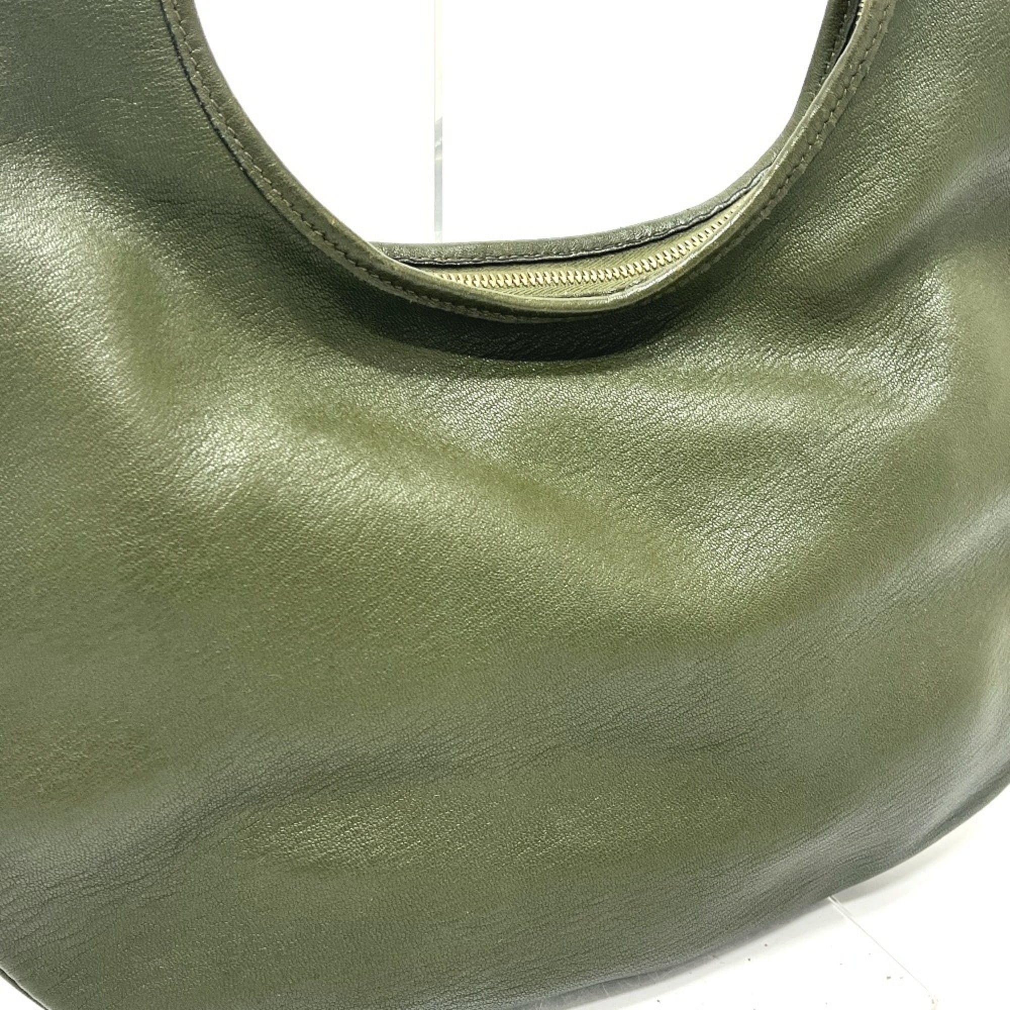 Hermes Khaki Leather Handbag (Pre-Owned)