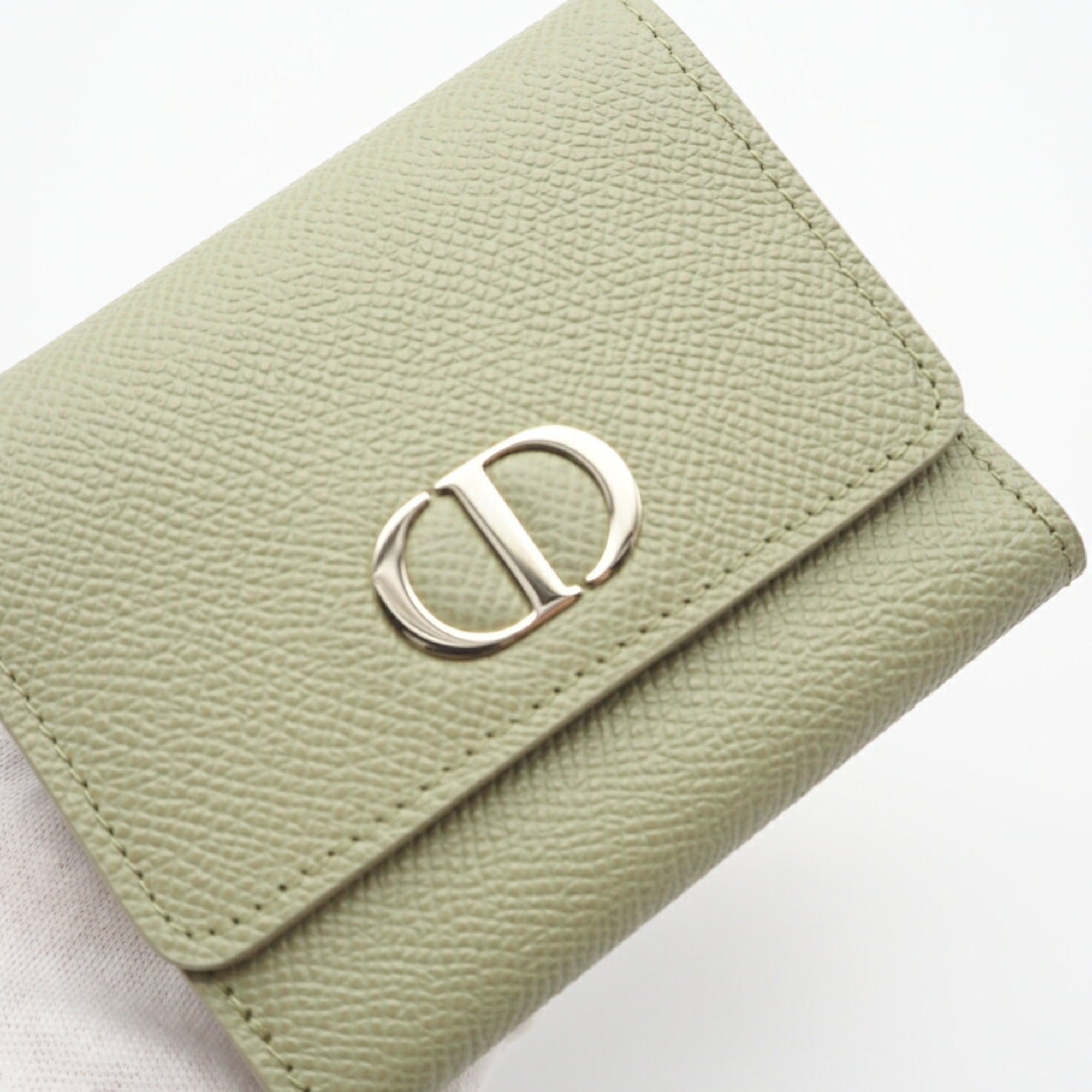 Christian Dior Green Leather Wallet (Tri-Fold) (Pre-Owned)