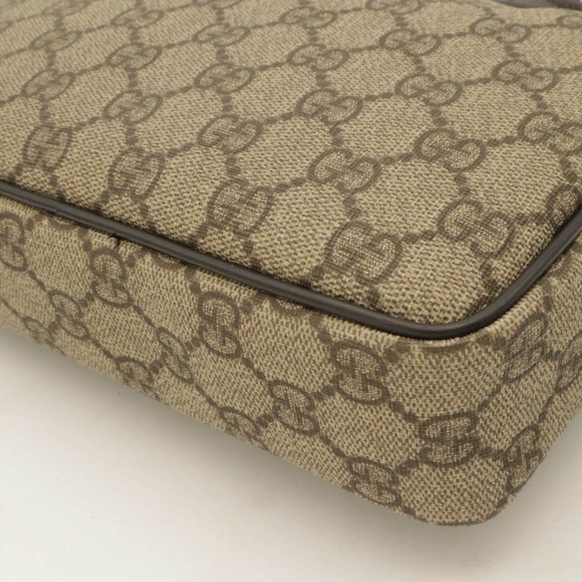 Gucci Beige Dark Brown Khaki Gg Supreme Canvas Leather Pochette Shoulder Bag (Pre-Owned)
